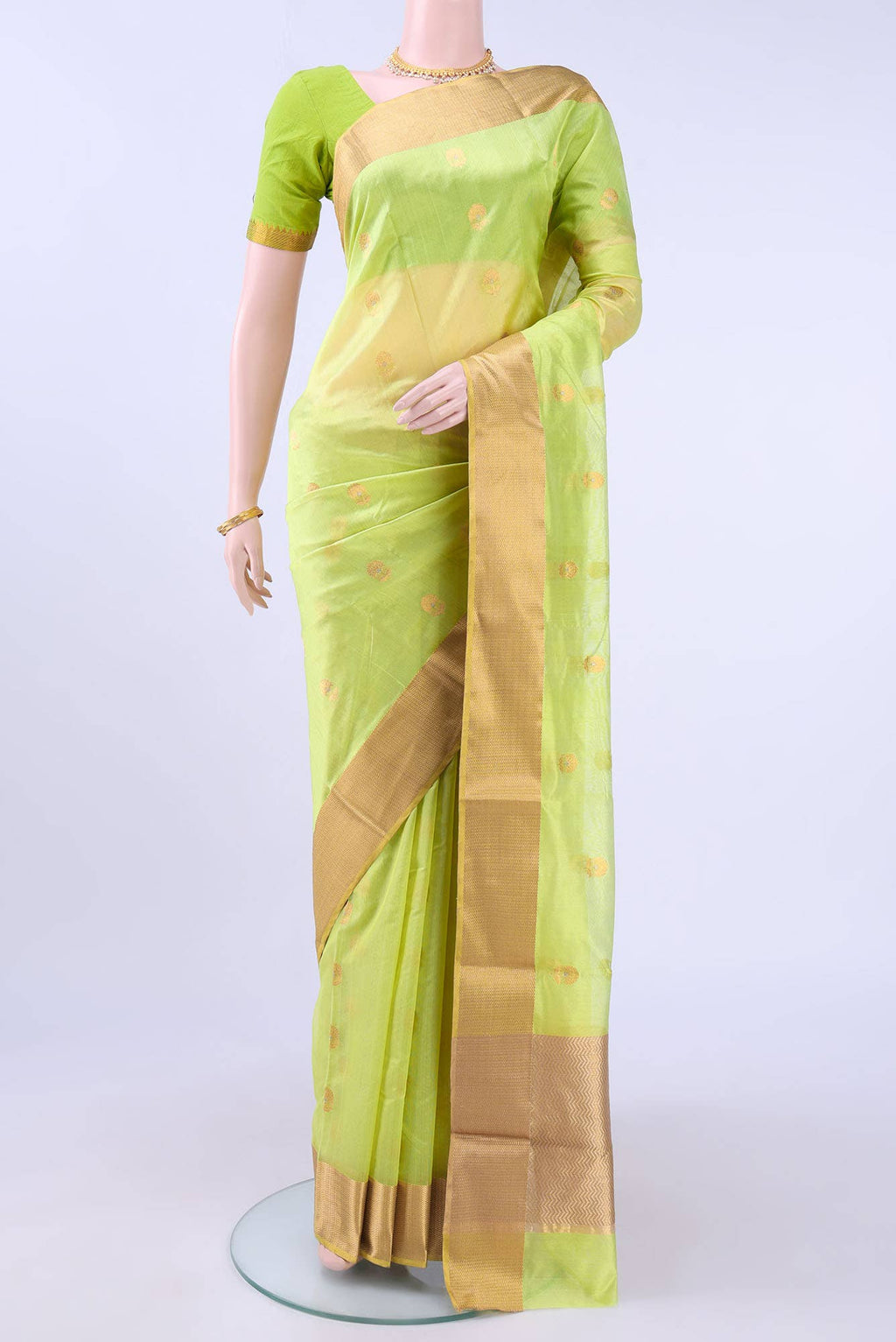 Acid Green Chanderi Silk Saree