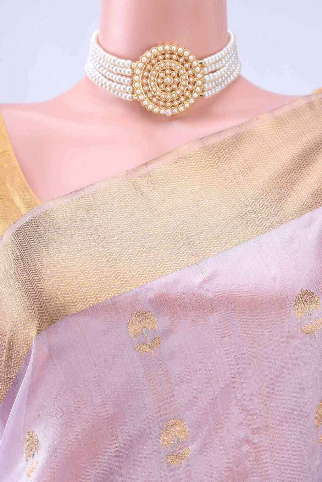 Lilac Chanderi Silk Saree