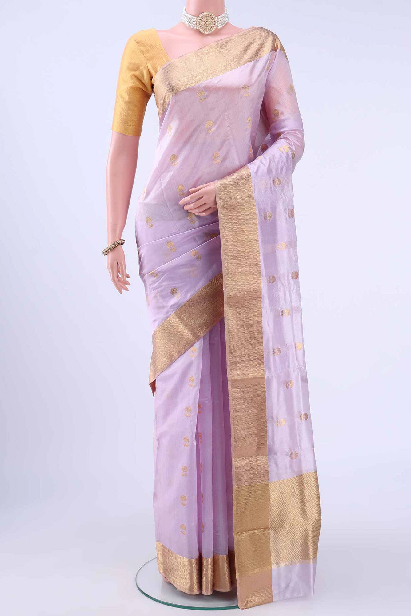 Lilac Chanderi Silk Saree