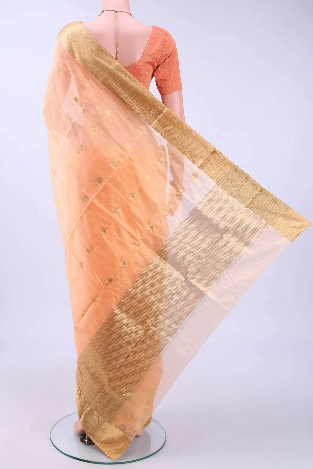 Peach Chanderi Silk Saree