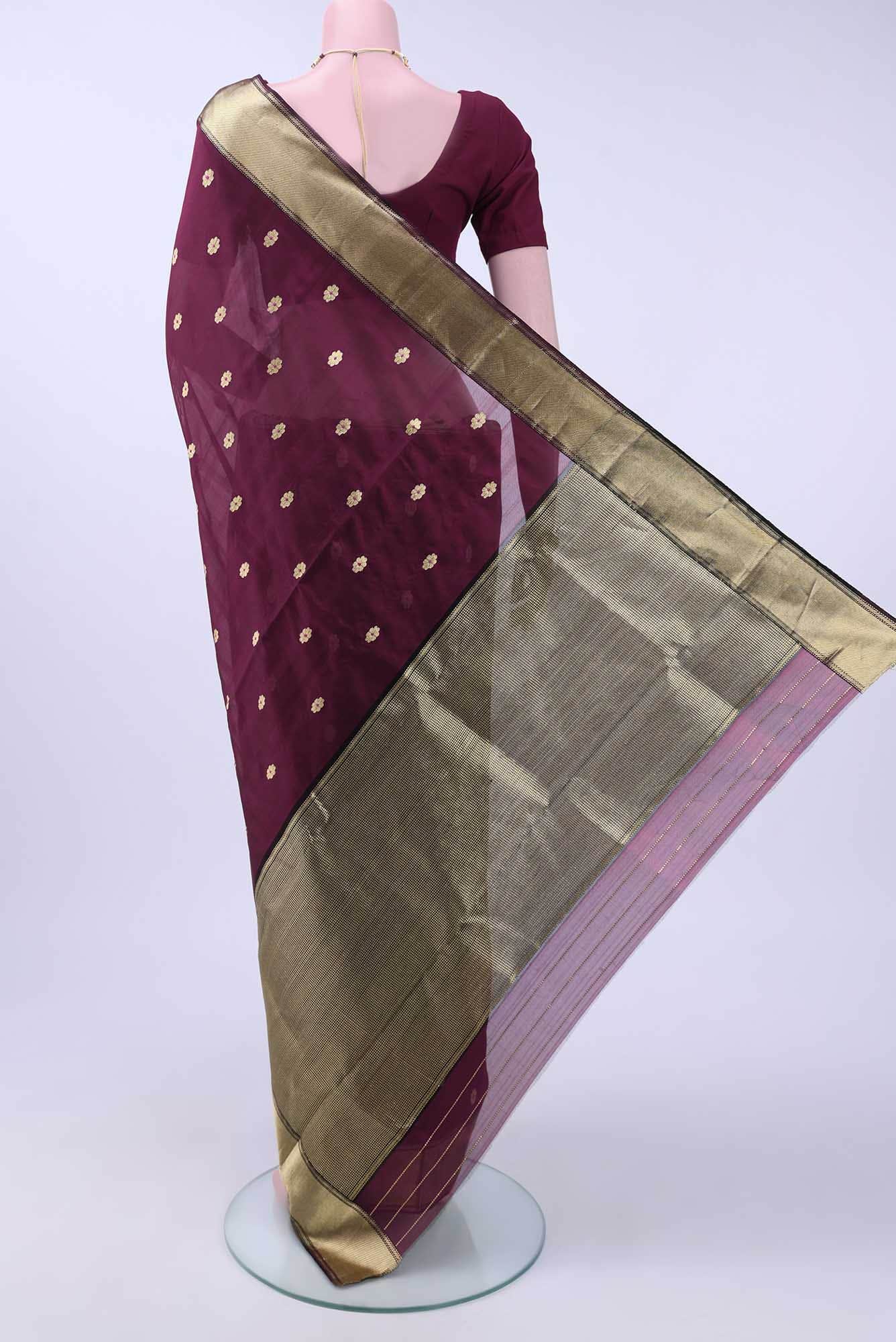Burgundy Chanderi Silk Saree