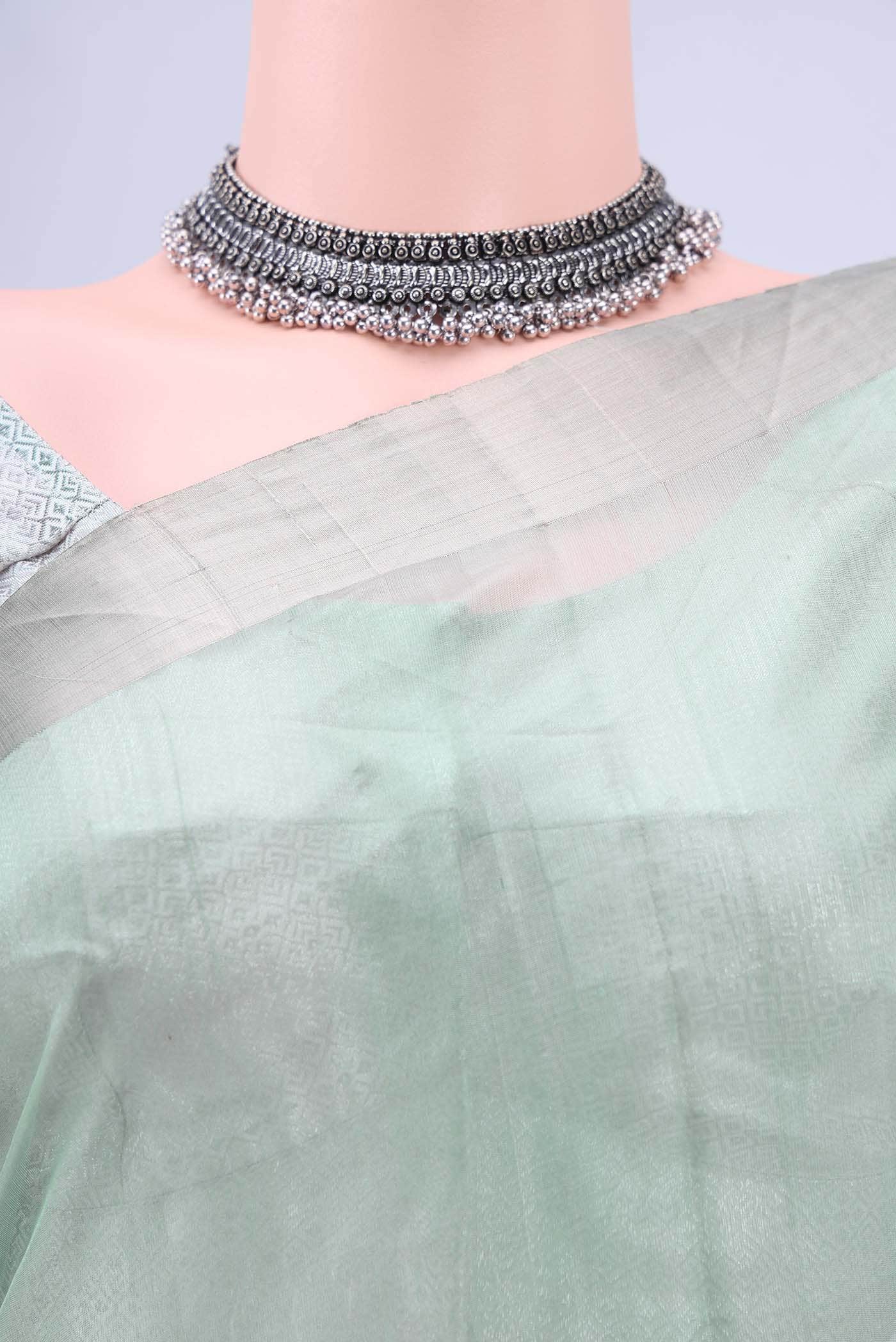 Pista Green Chanderi Silk Saree