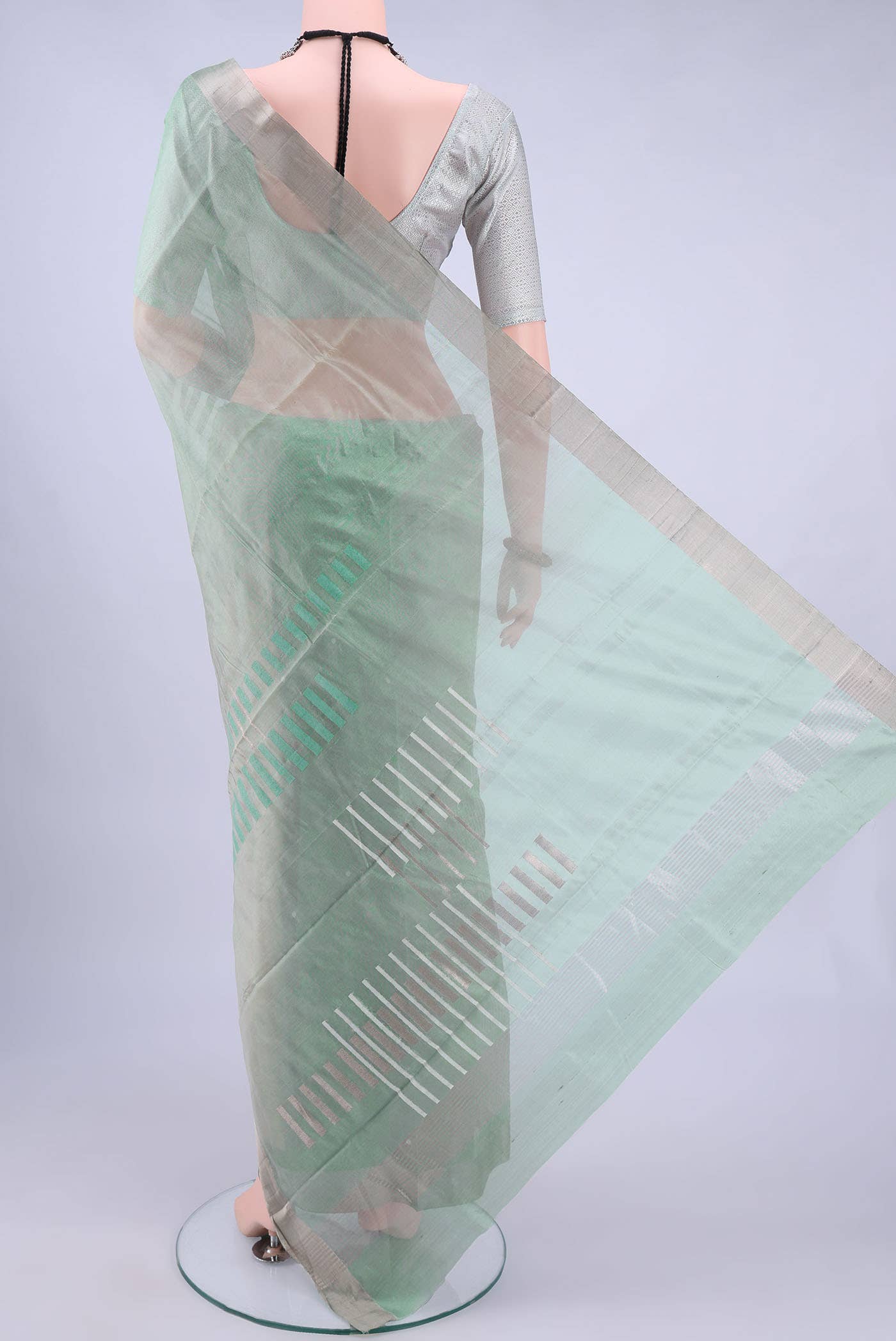 Pista Green Chanderi Silk Saree