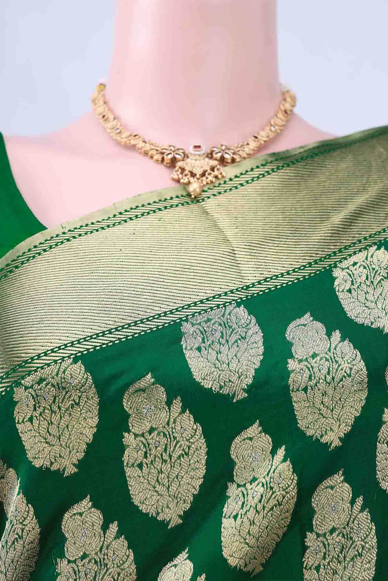 Bottle Green Chanderi Silk Saree