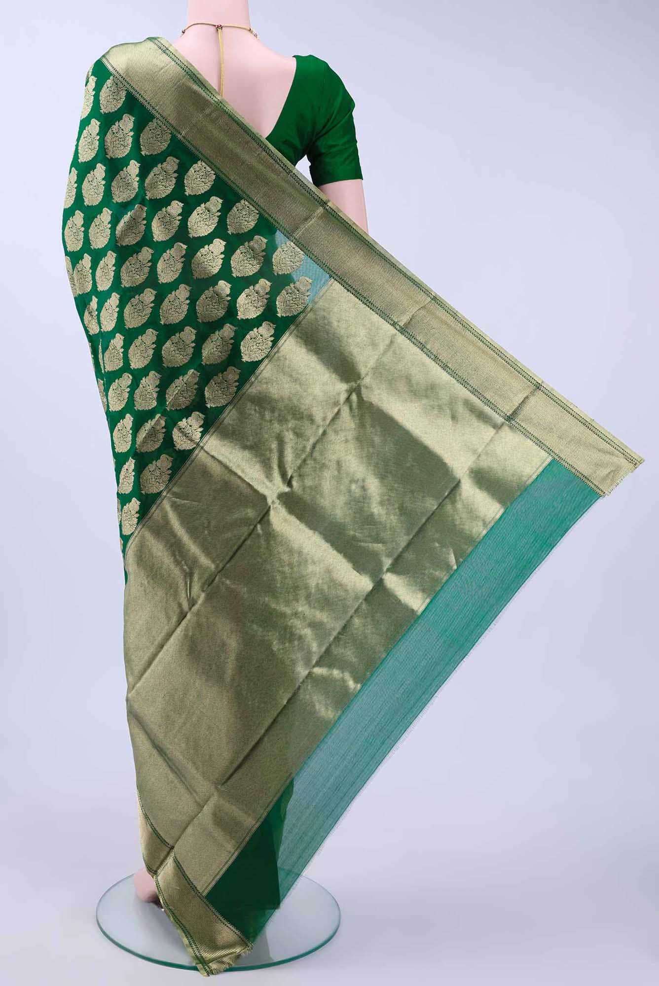 Bottle Green Chanderi Silk Saree