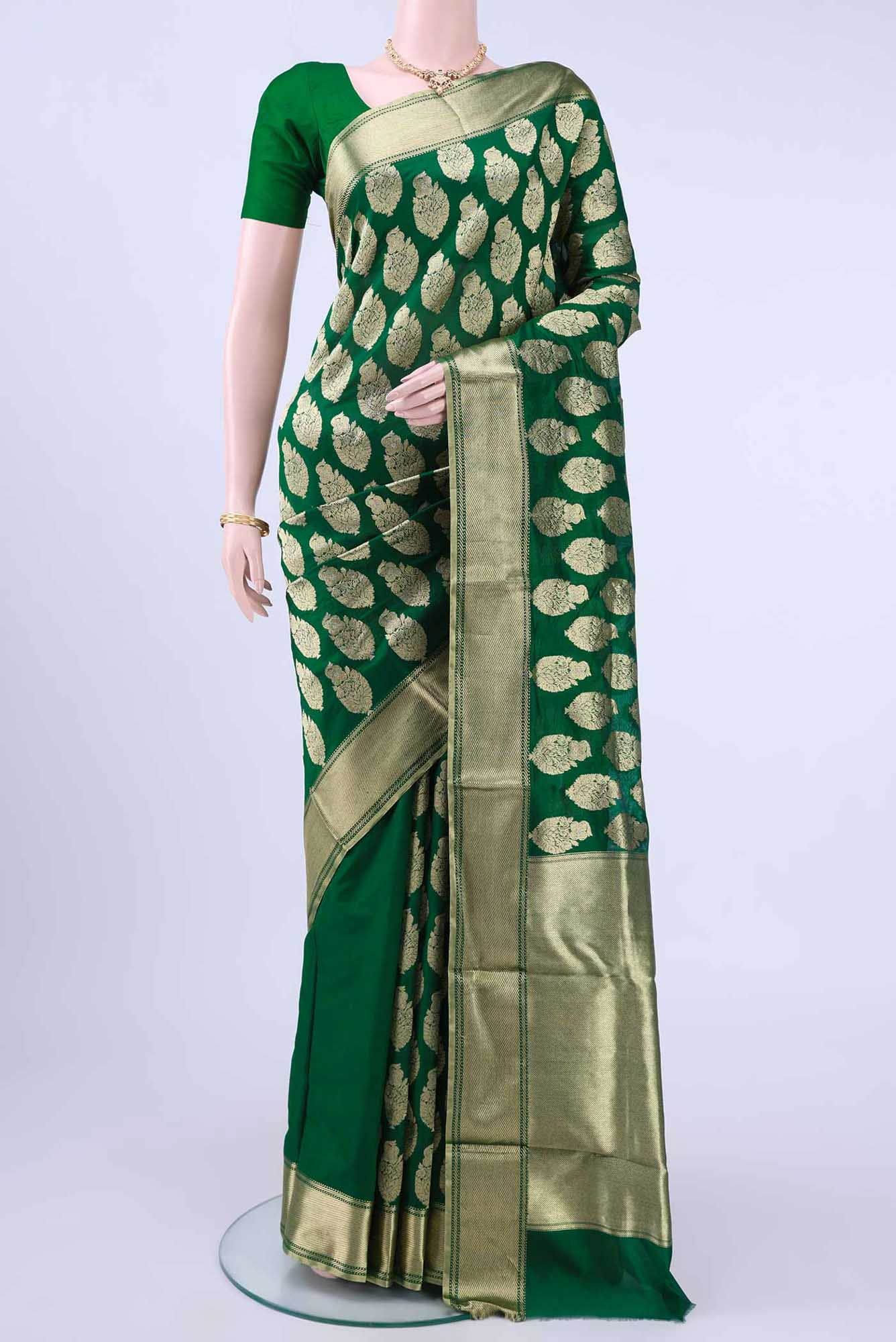 Bottle Green Chanderi Silk Saree