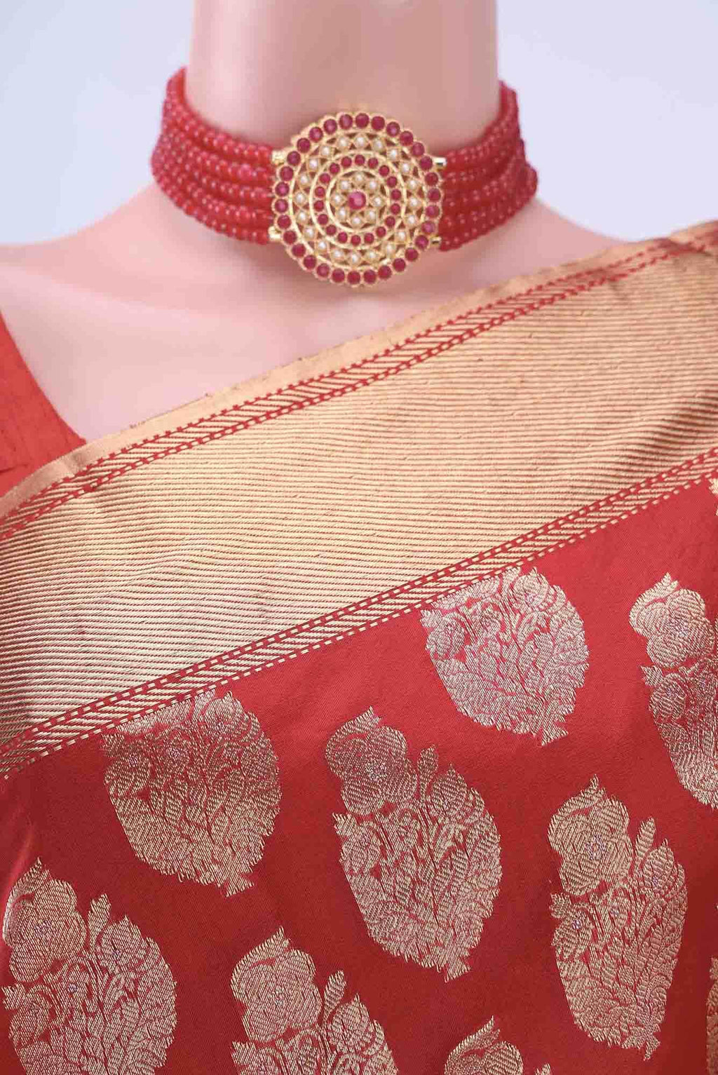 Red Chanderi Silk Saree