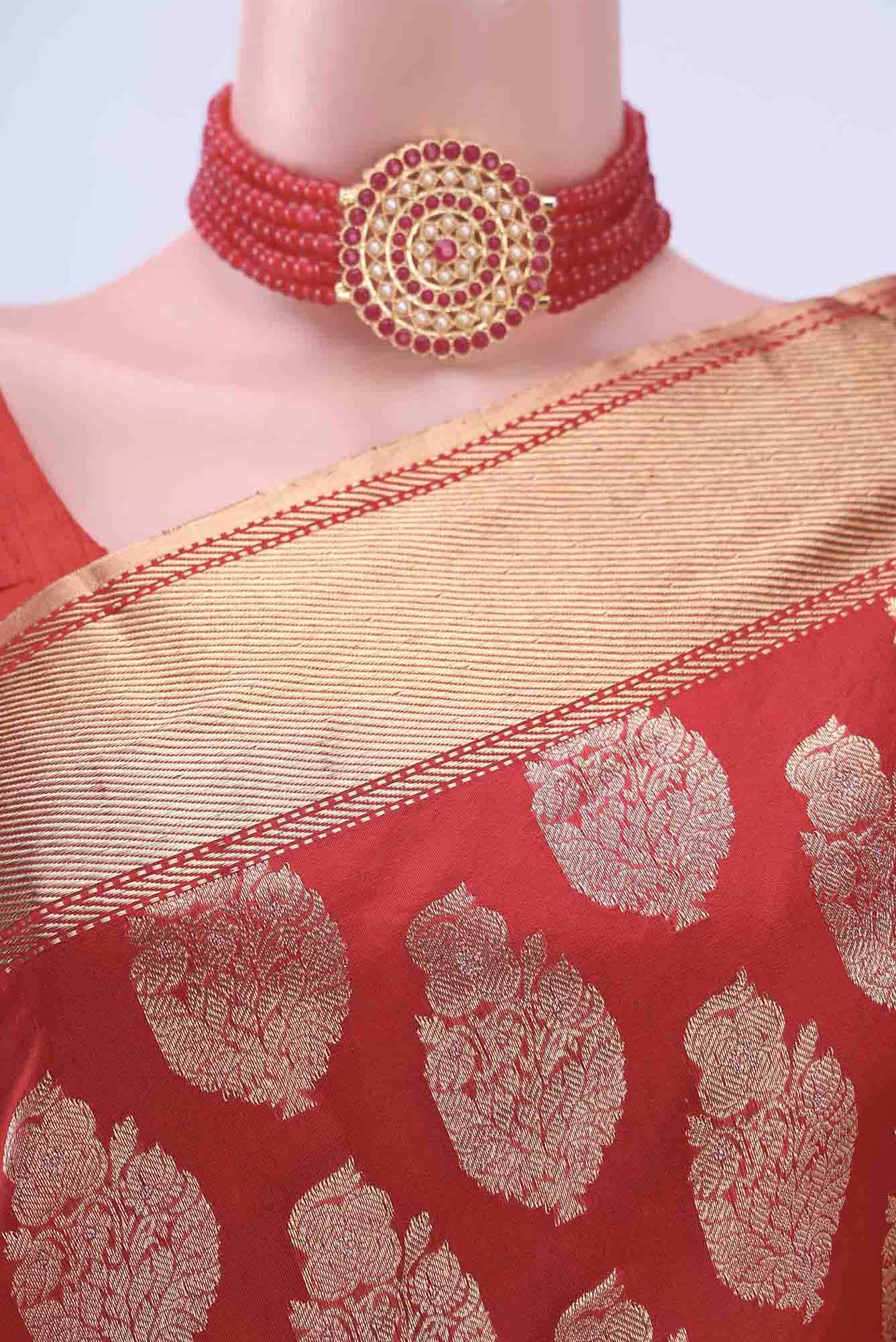Red Chanderi Silk Saree