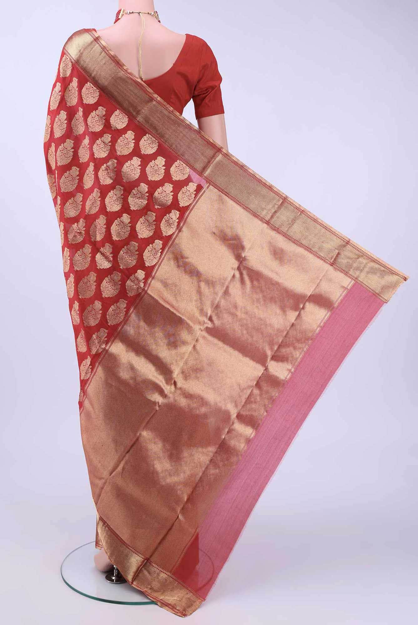 Red Chanderi Silk Saree