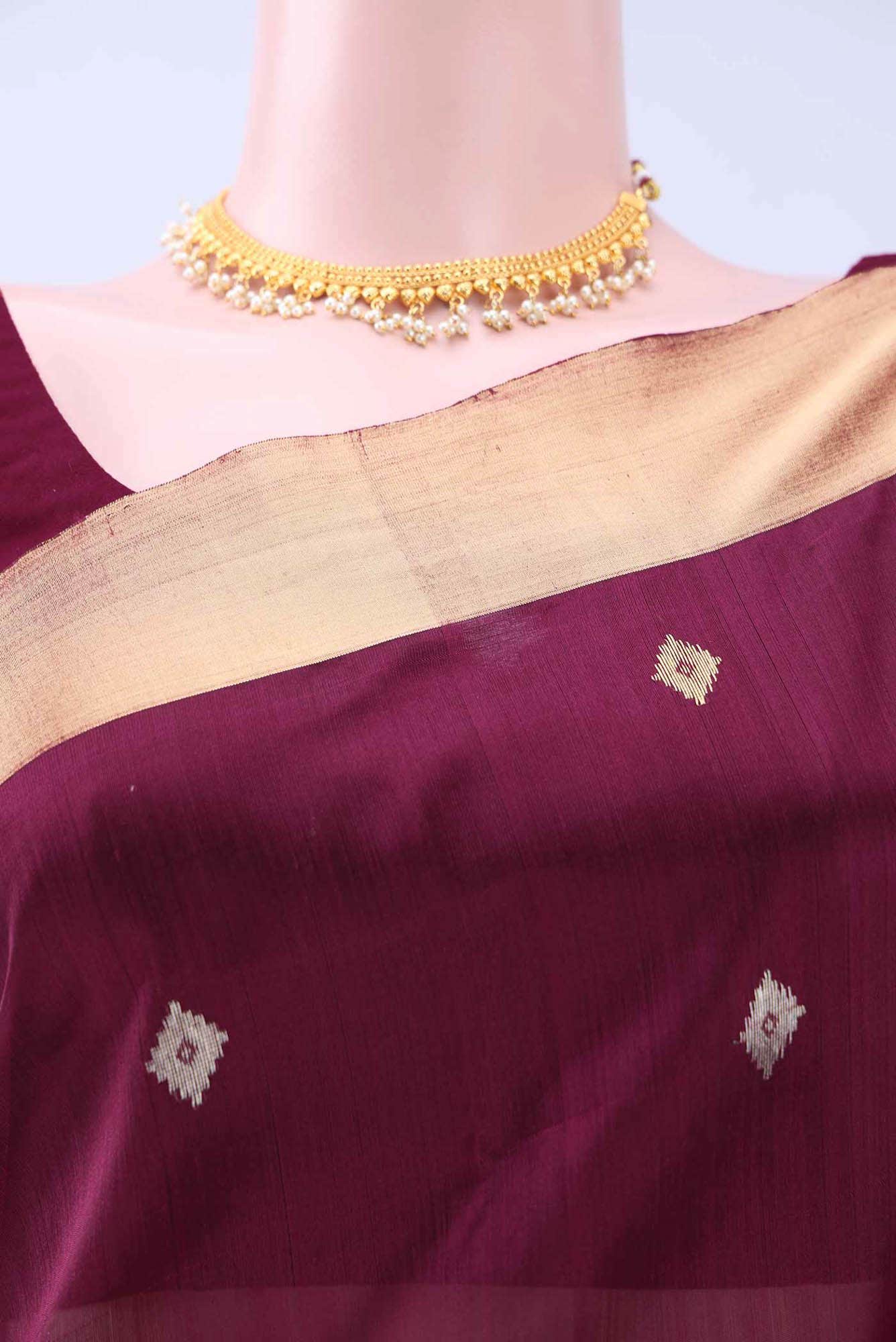 Burgundy Chanderi Silk Saree