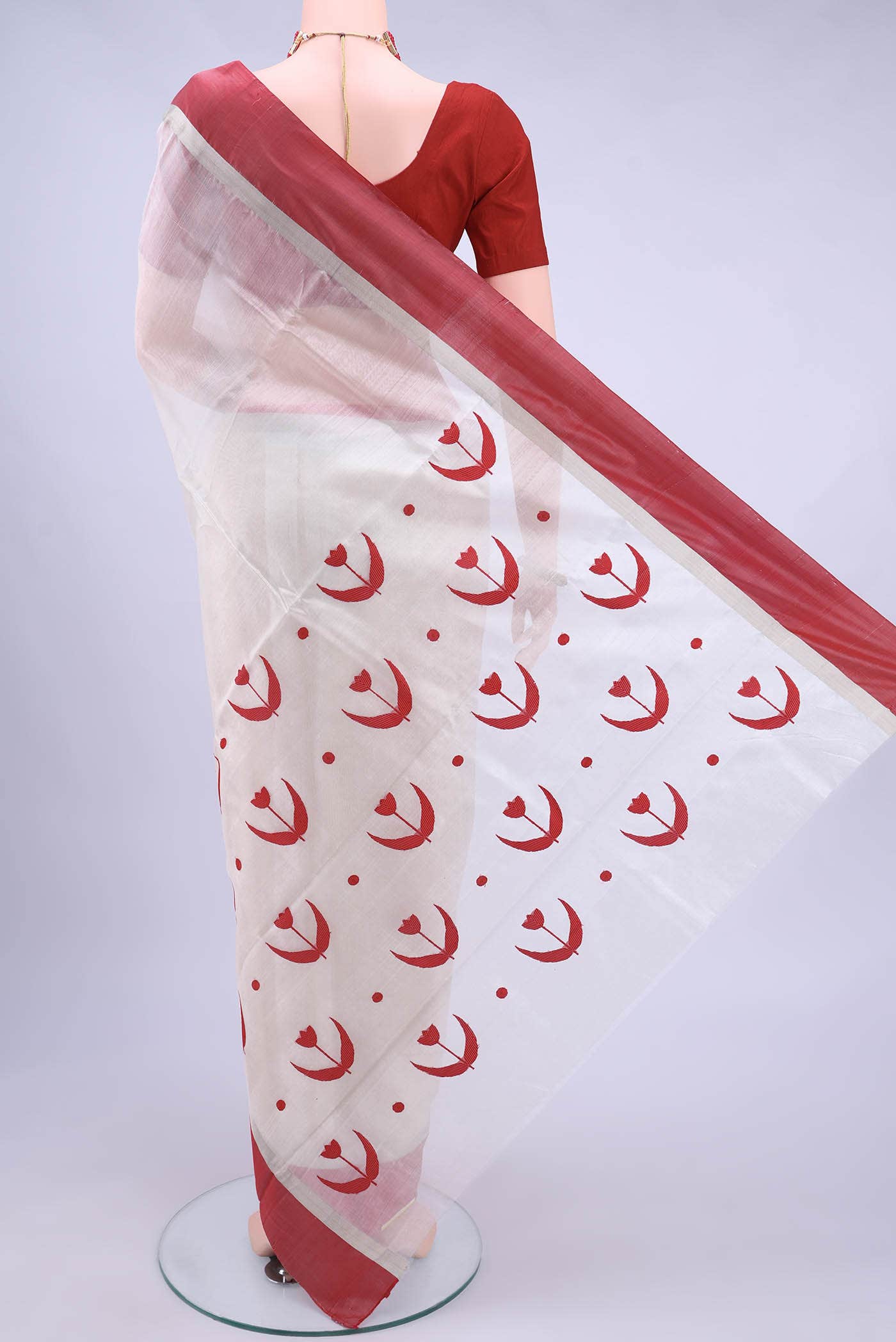 White Chanderi Silk Cotton Saree