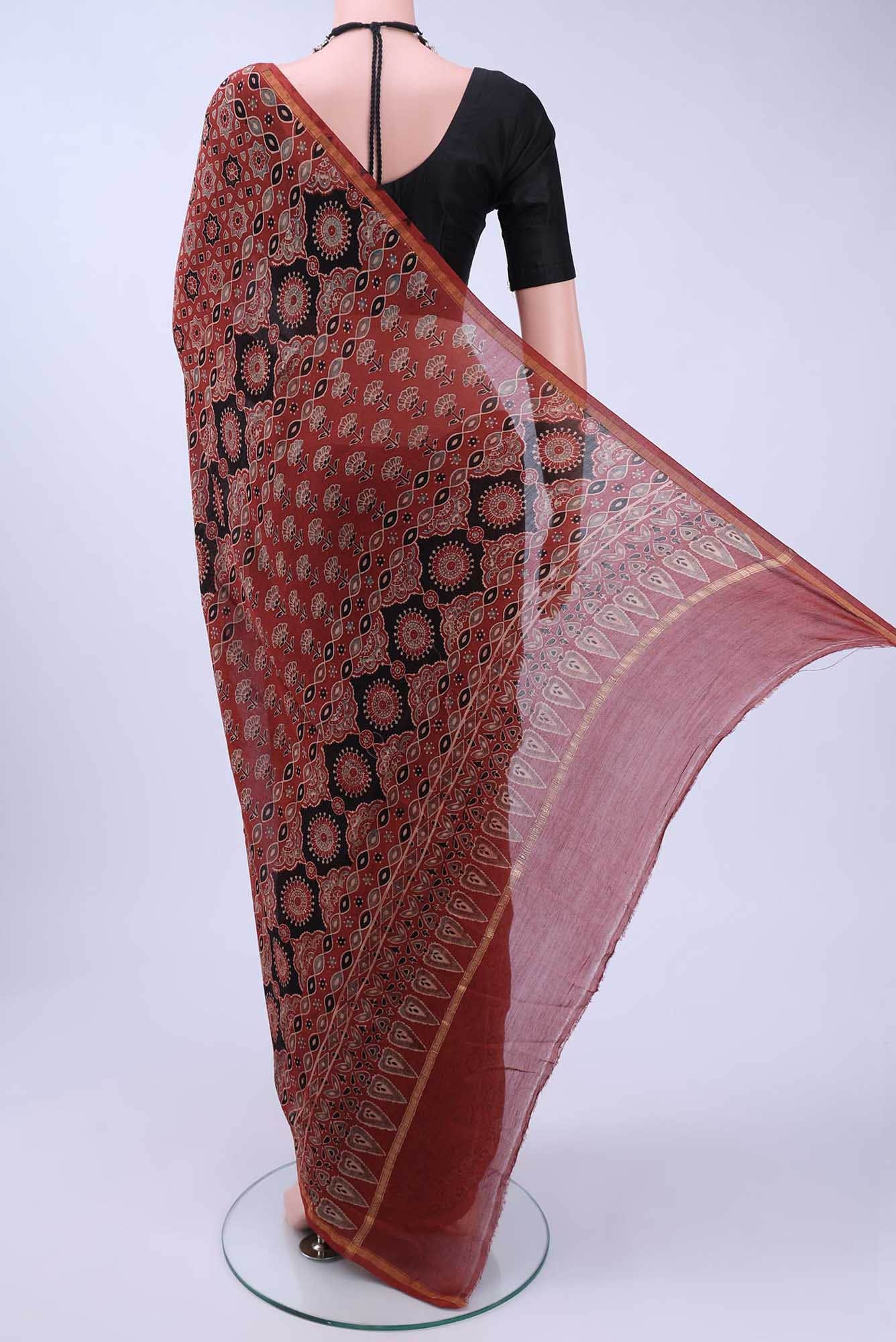 Maroon Chanderi Silk Cotton Saree
