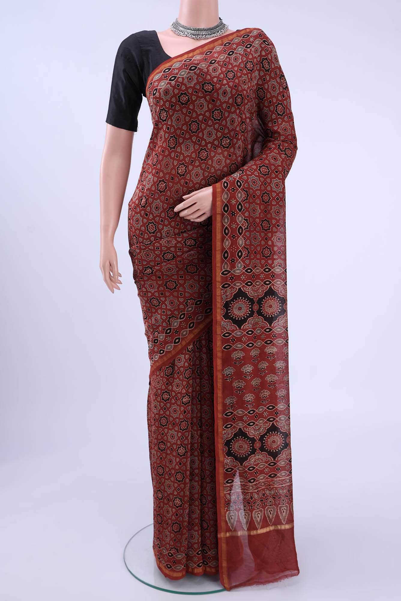 Maroon Chanderi Silk Cotton Saree