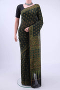Bottle Green Chanderi Silk Cotton Saree