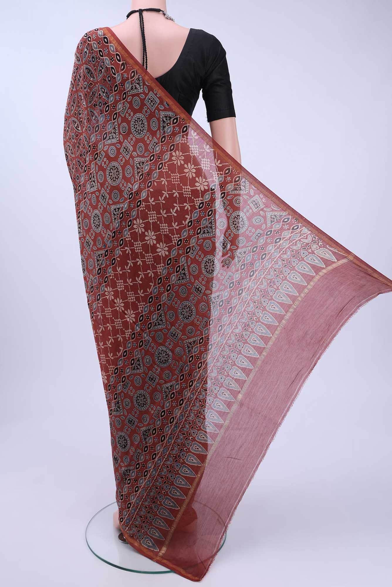 Maroon Chanderi Silk Cotton Saree