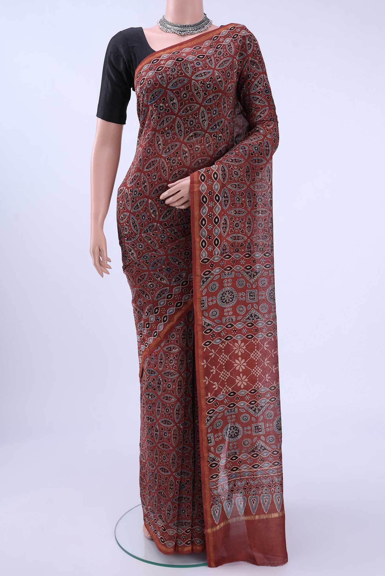 Maroon Chanderi Silk Cotton Saree