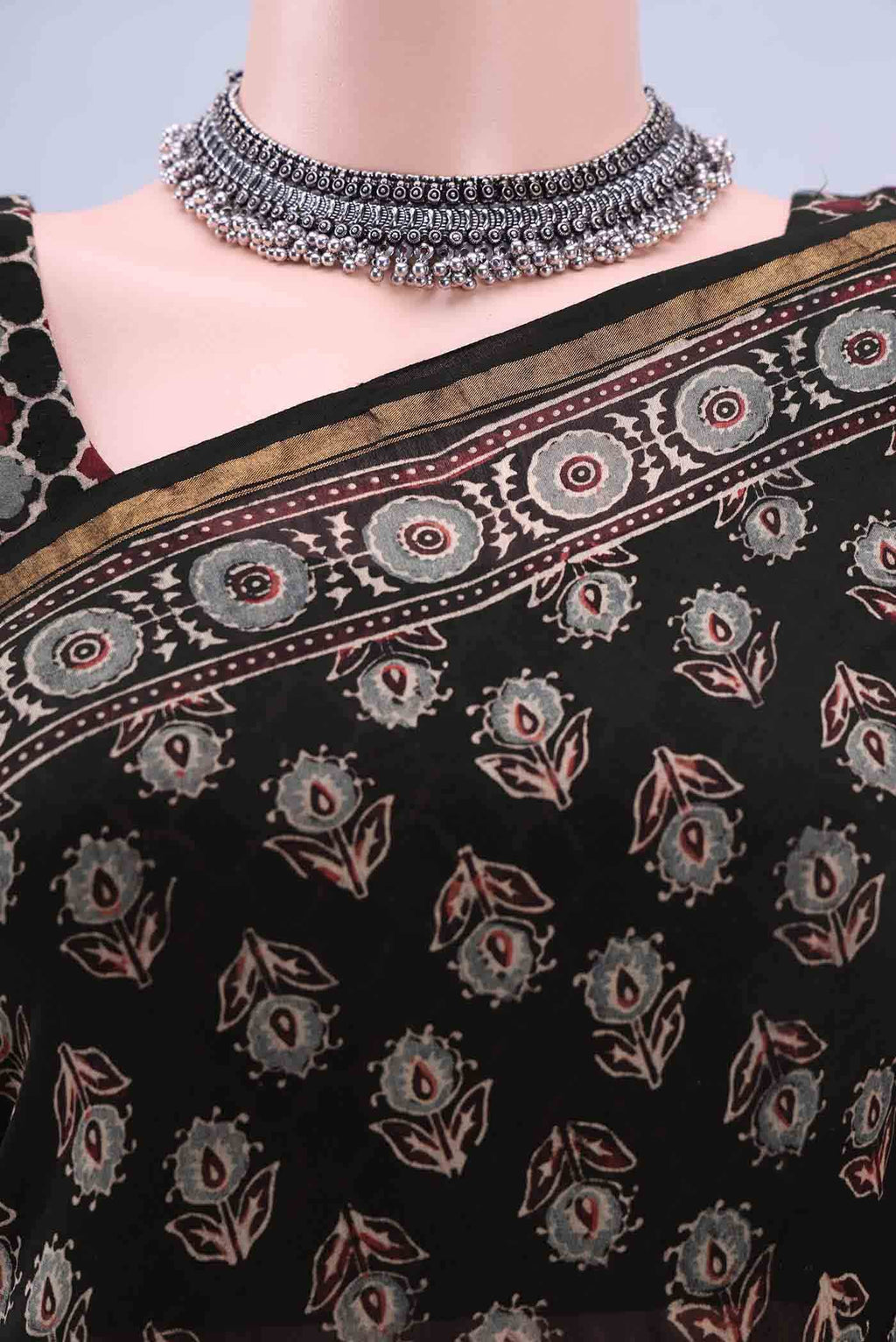 Black Chanderi Silk Cotton Saree