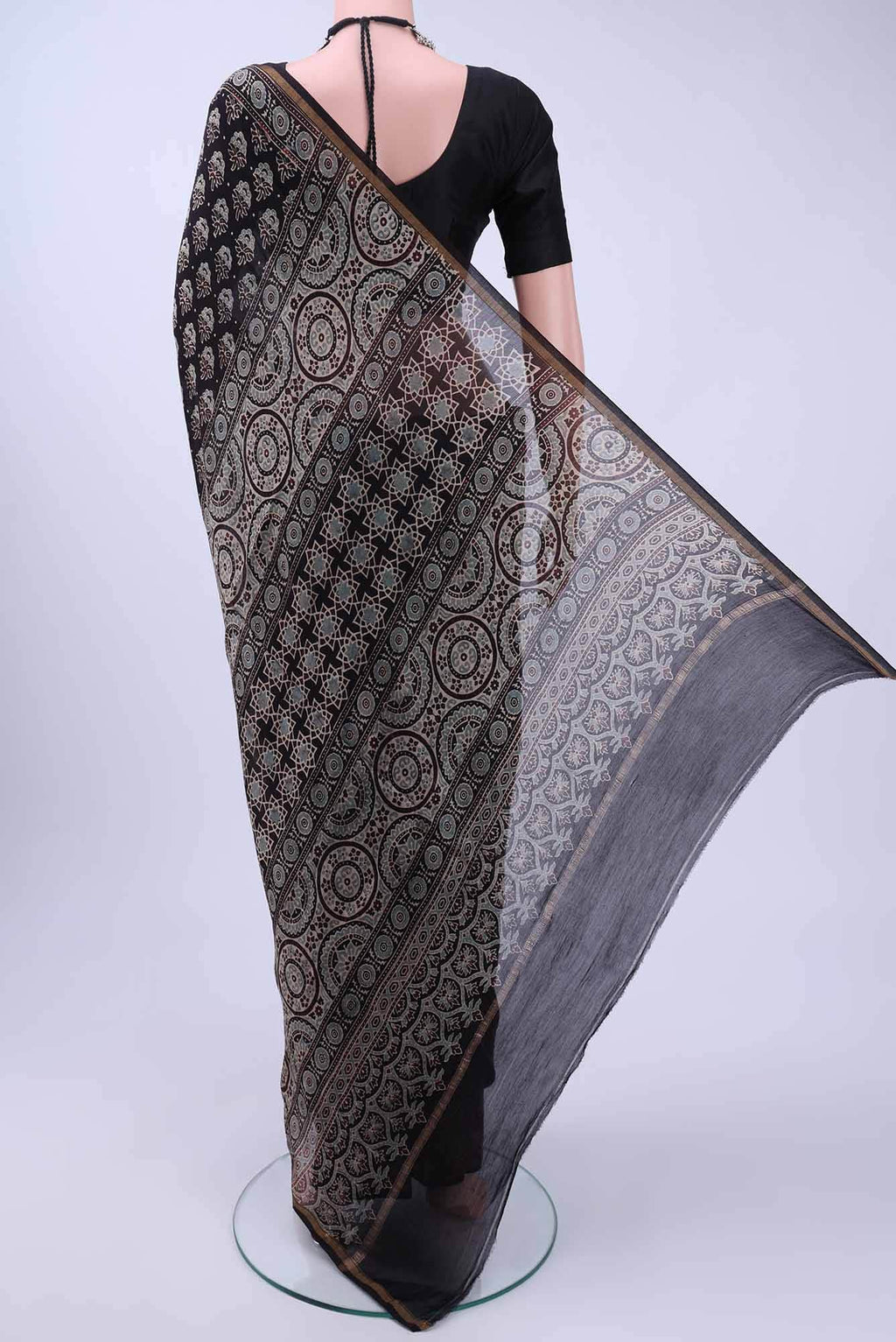 Black Chanderi Silk Cotton Saree