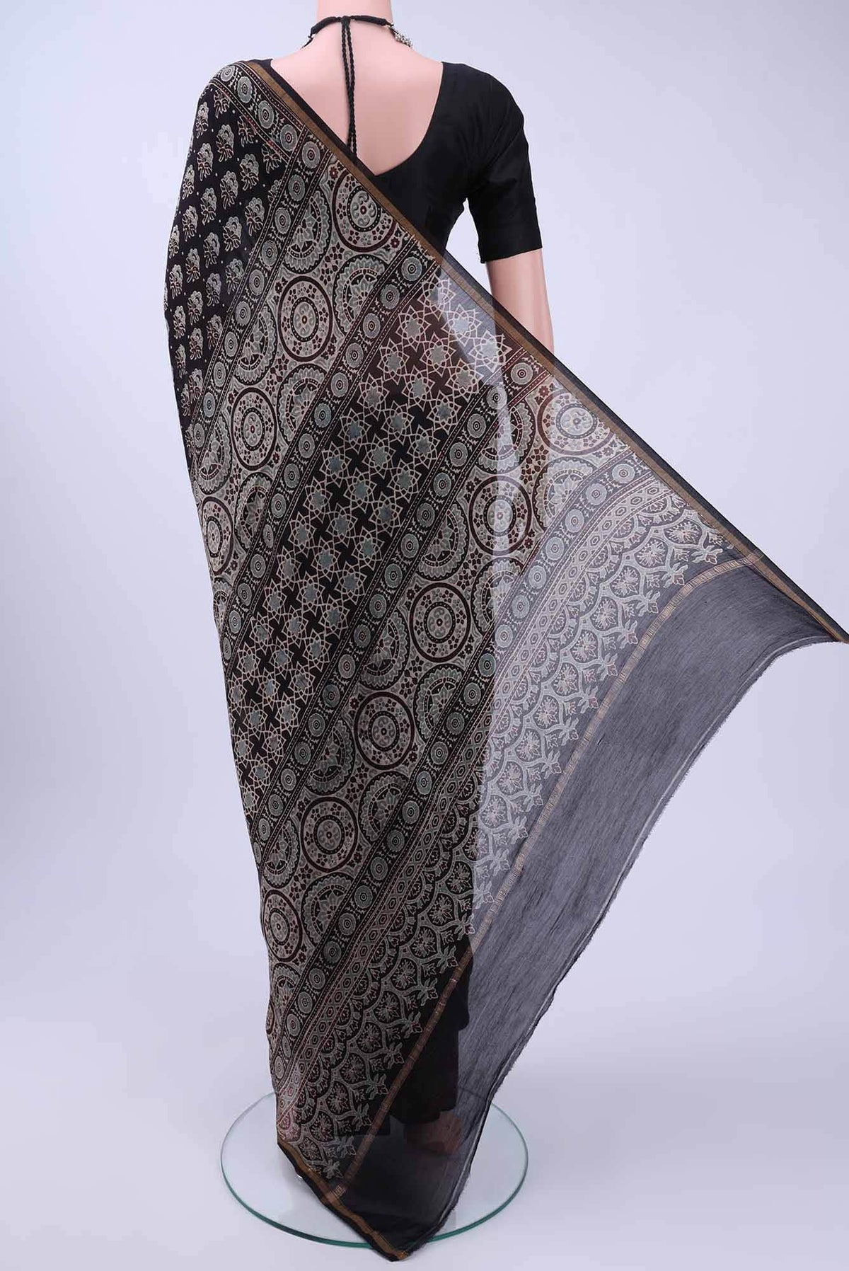 Black Chanderi Silk Cotton Saree