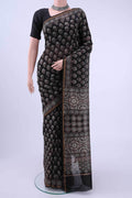 Black Chanderi Silk Cotton Saree