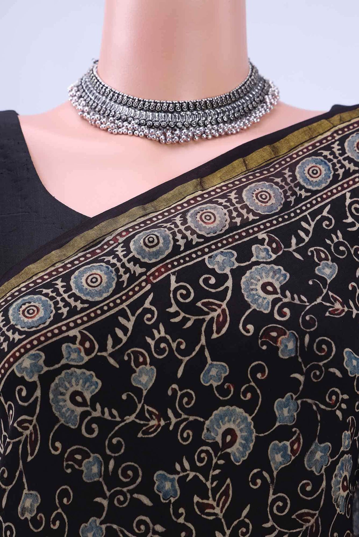 Black Chanderi Silk Cotton Saree