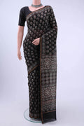 Black Chanderi Silk Cotton Saree