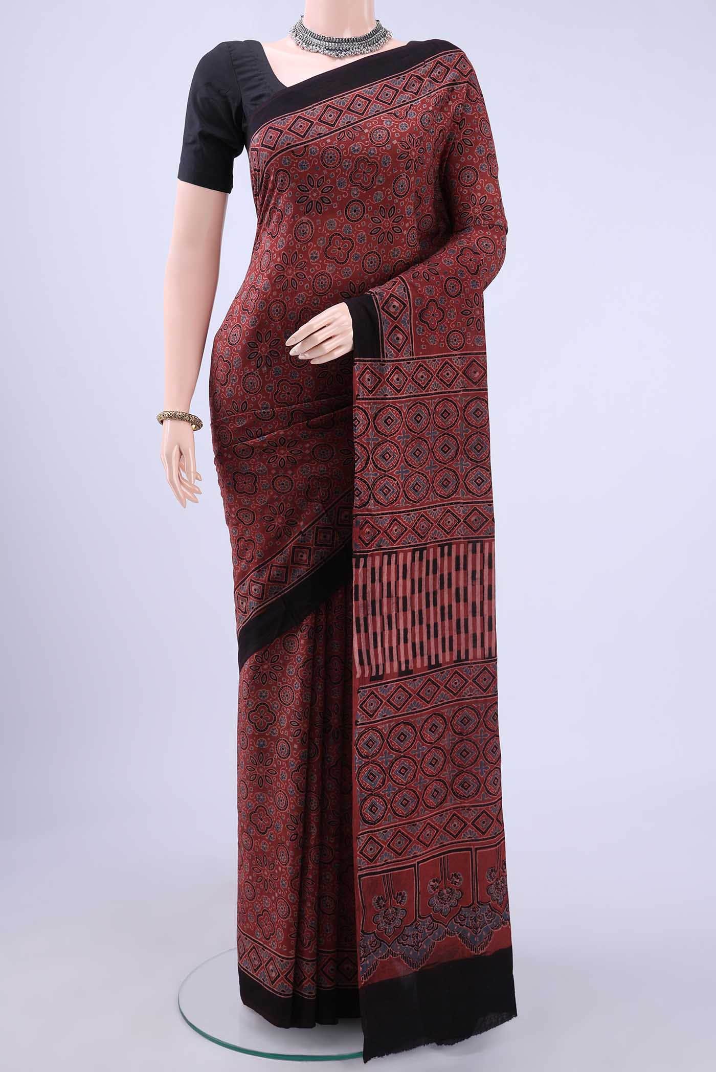 Maroon Chanderi Silk Cotton Saree