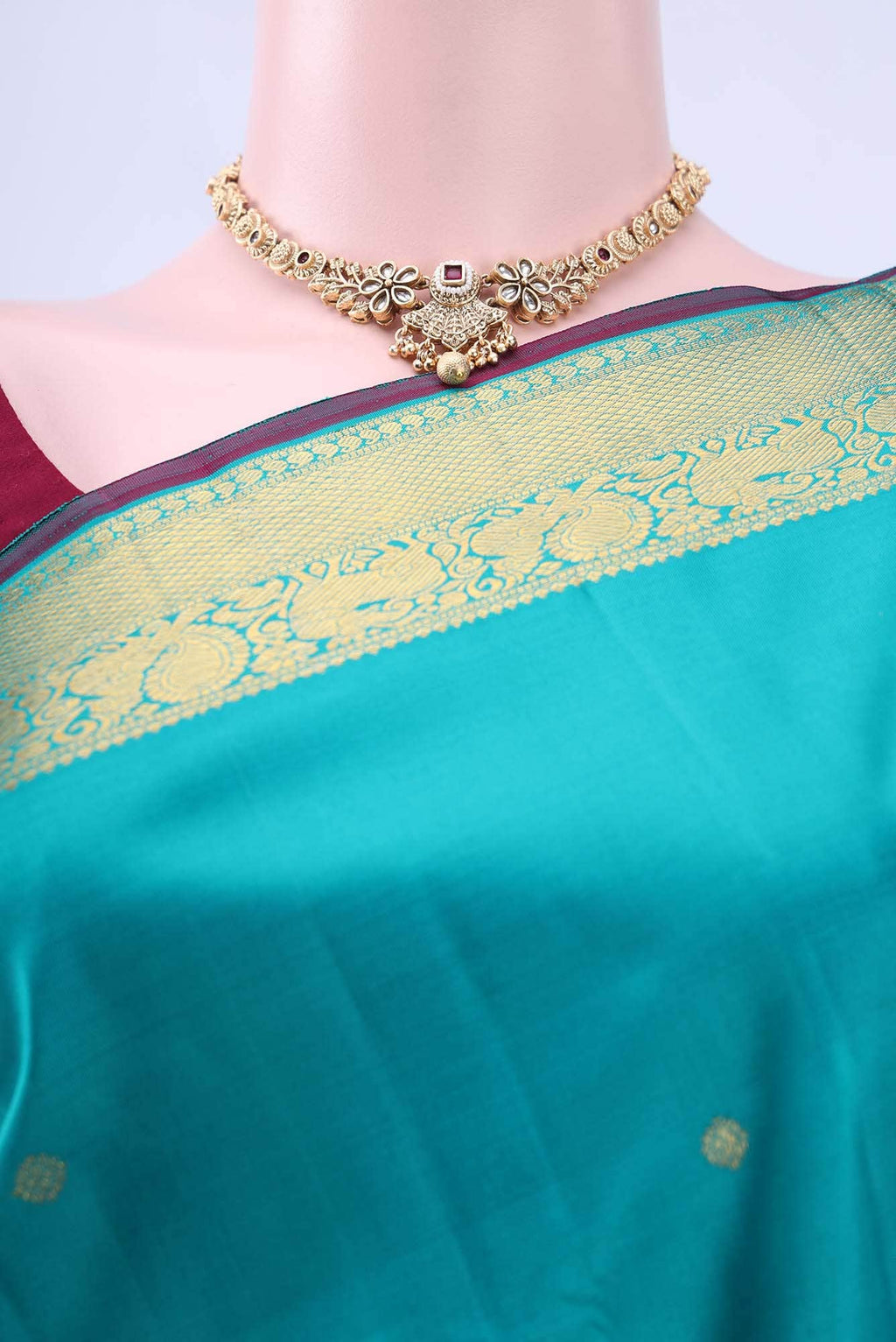 Turquoise Kanchipuram Saree