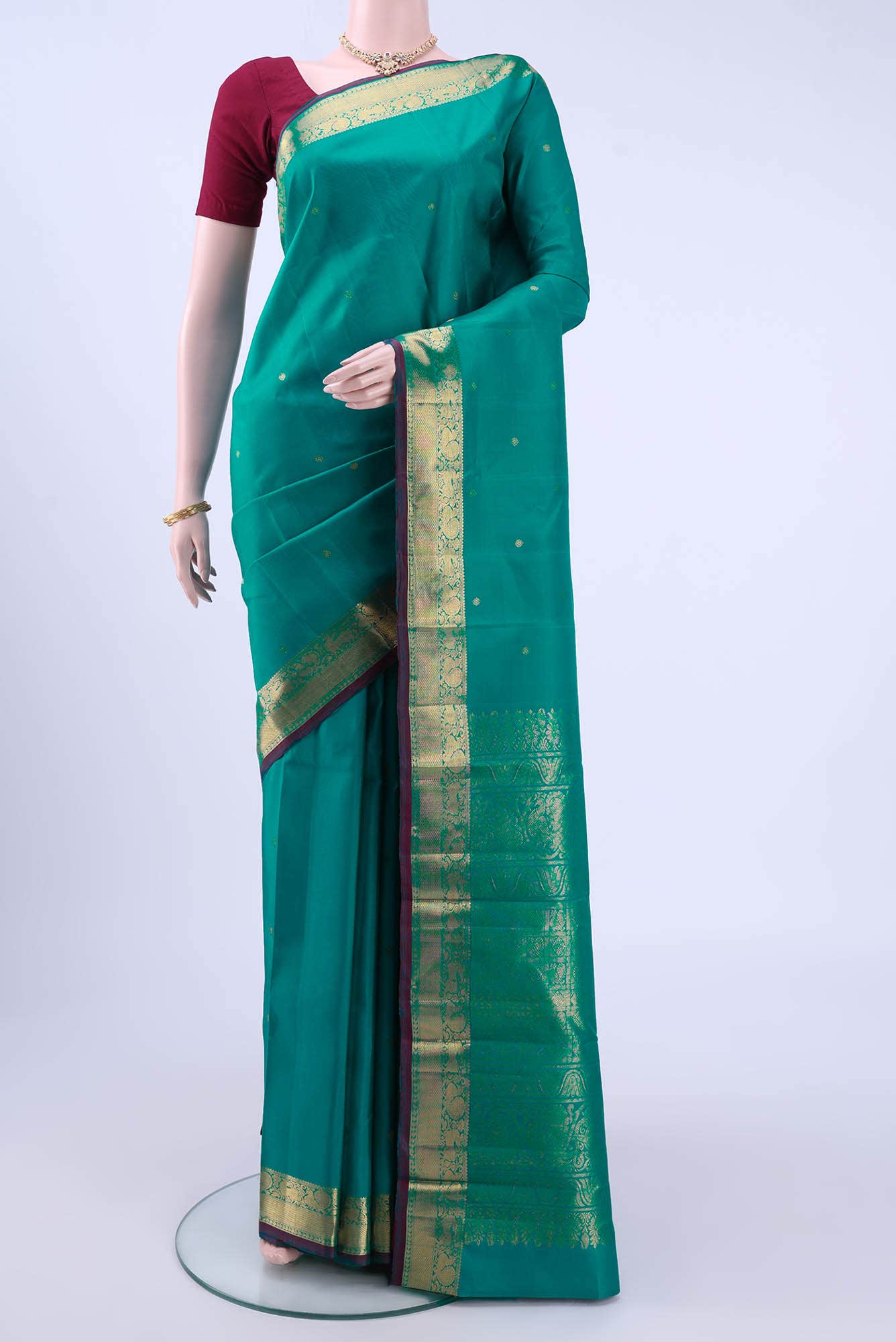 Turquoise Kanchipuram Saree