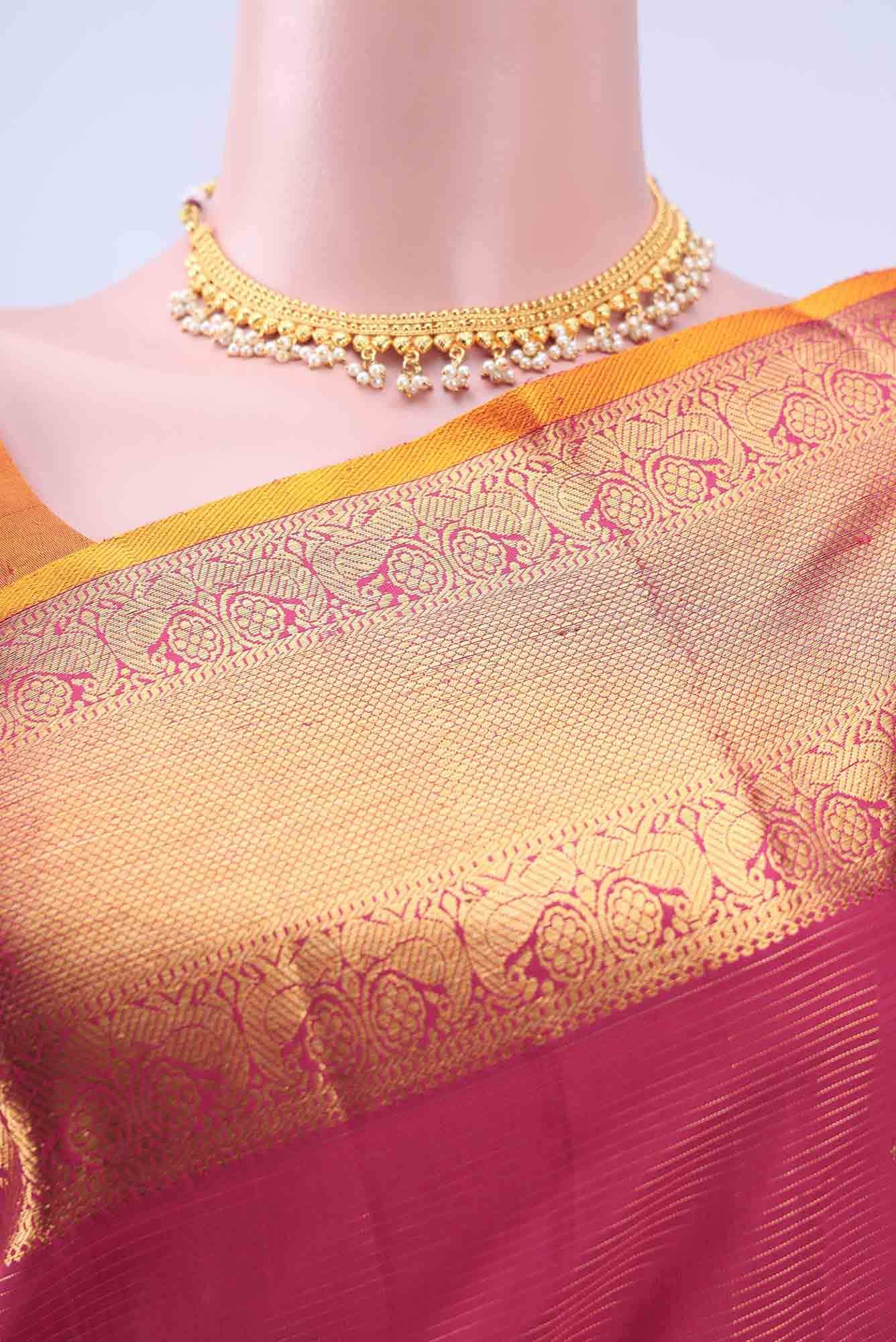 Dark Pink Kanchipuram Silk Saree