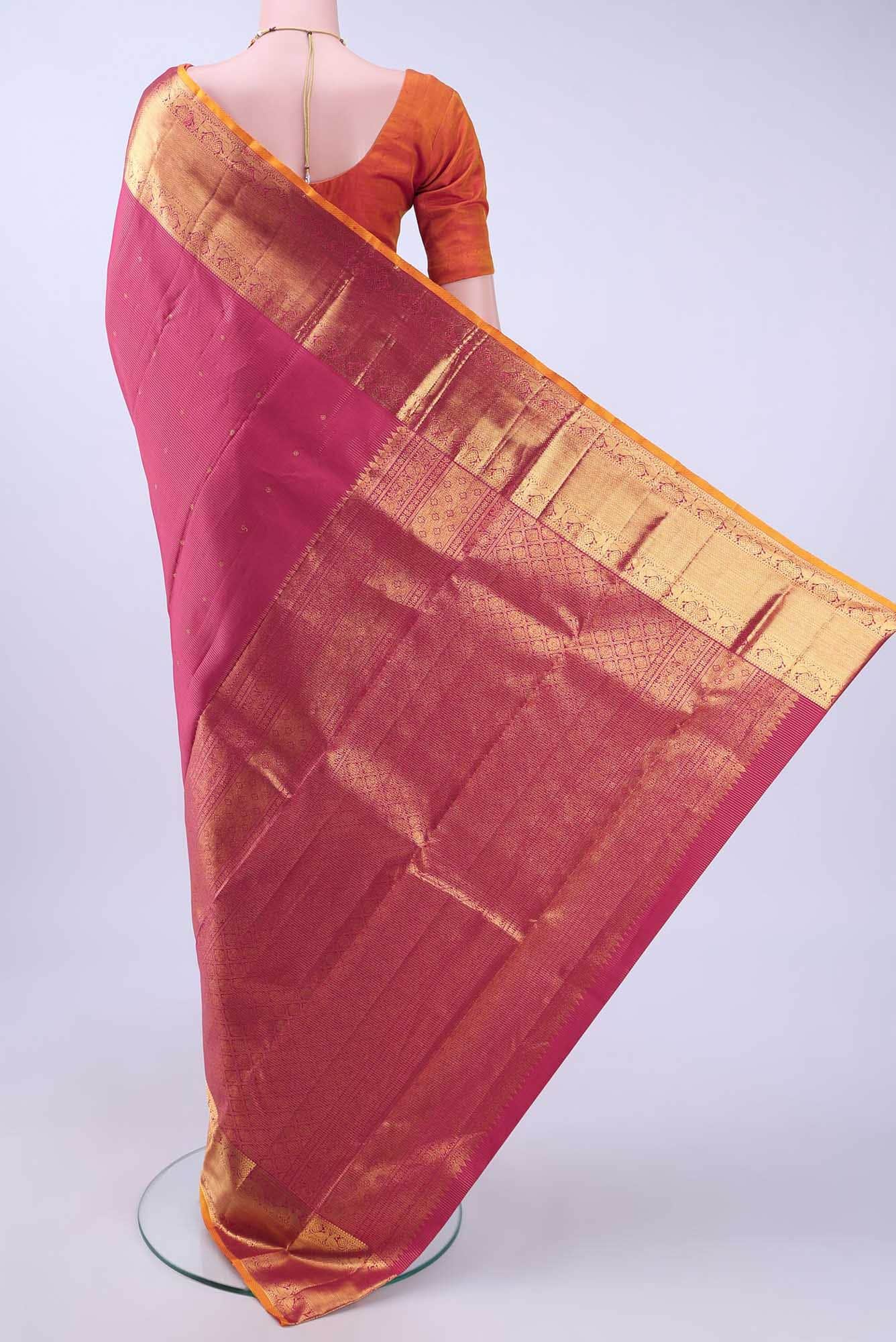 Dark Pink Kanchipuram Silk Saree