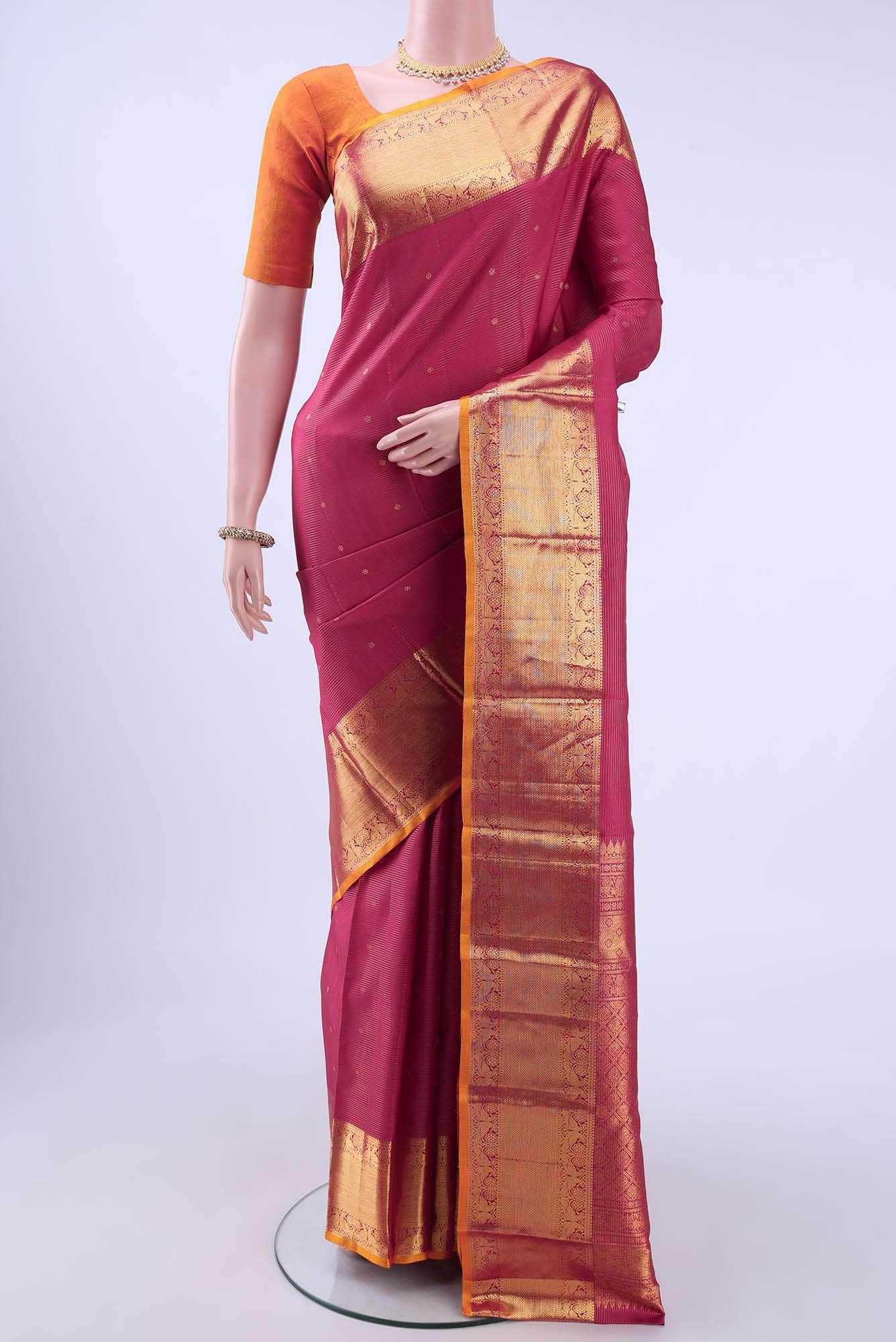 Dark Pink Kanchipuram Silk Saree