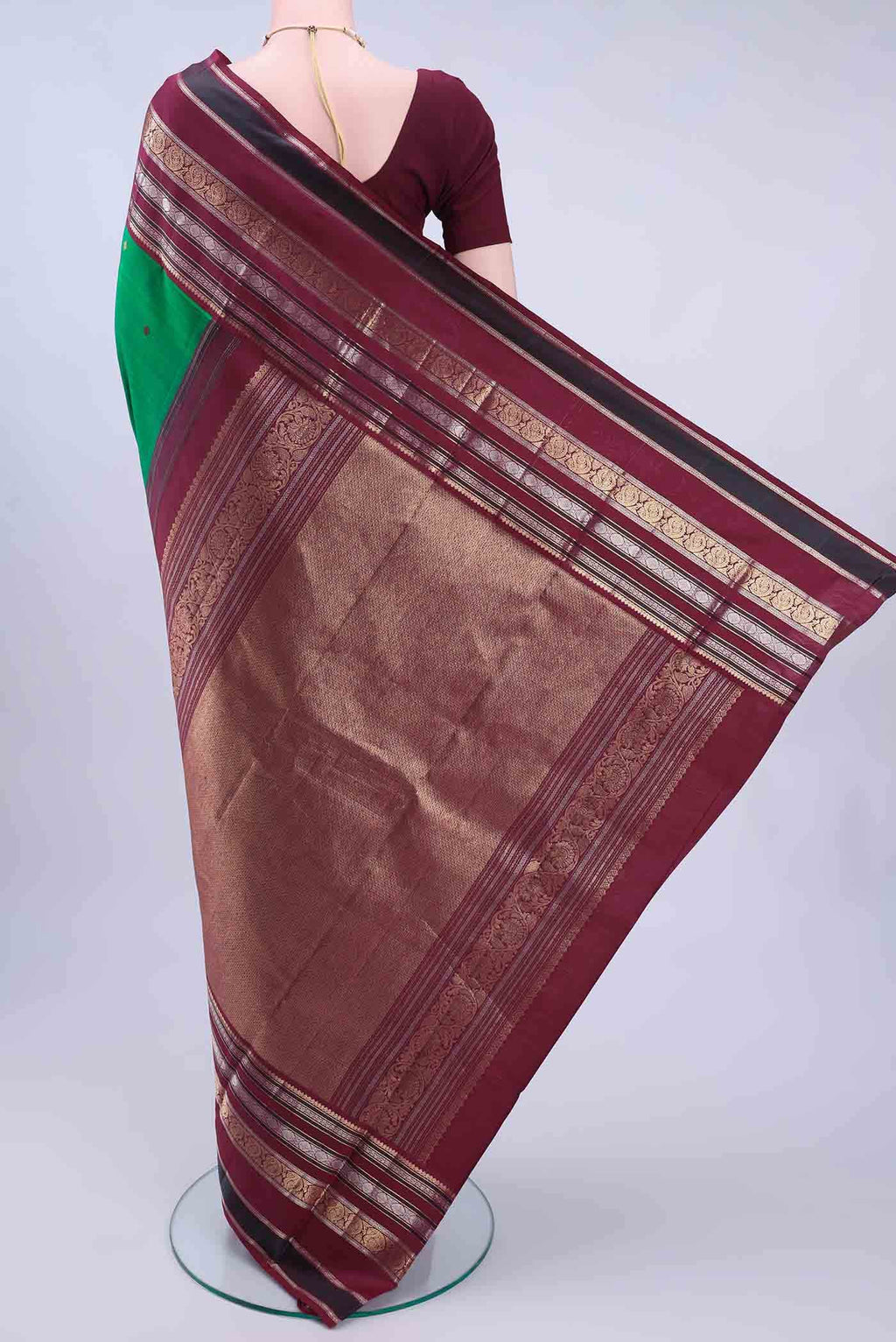 Bottle Green Kanchipuram Silk Saree