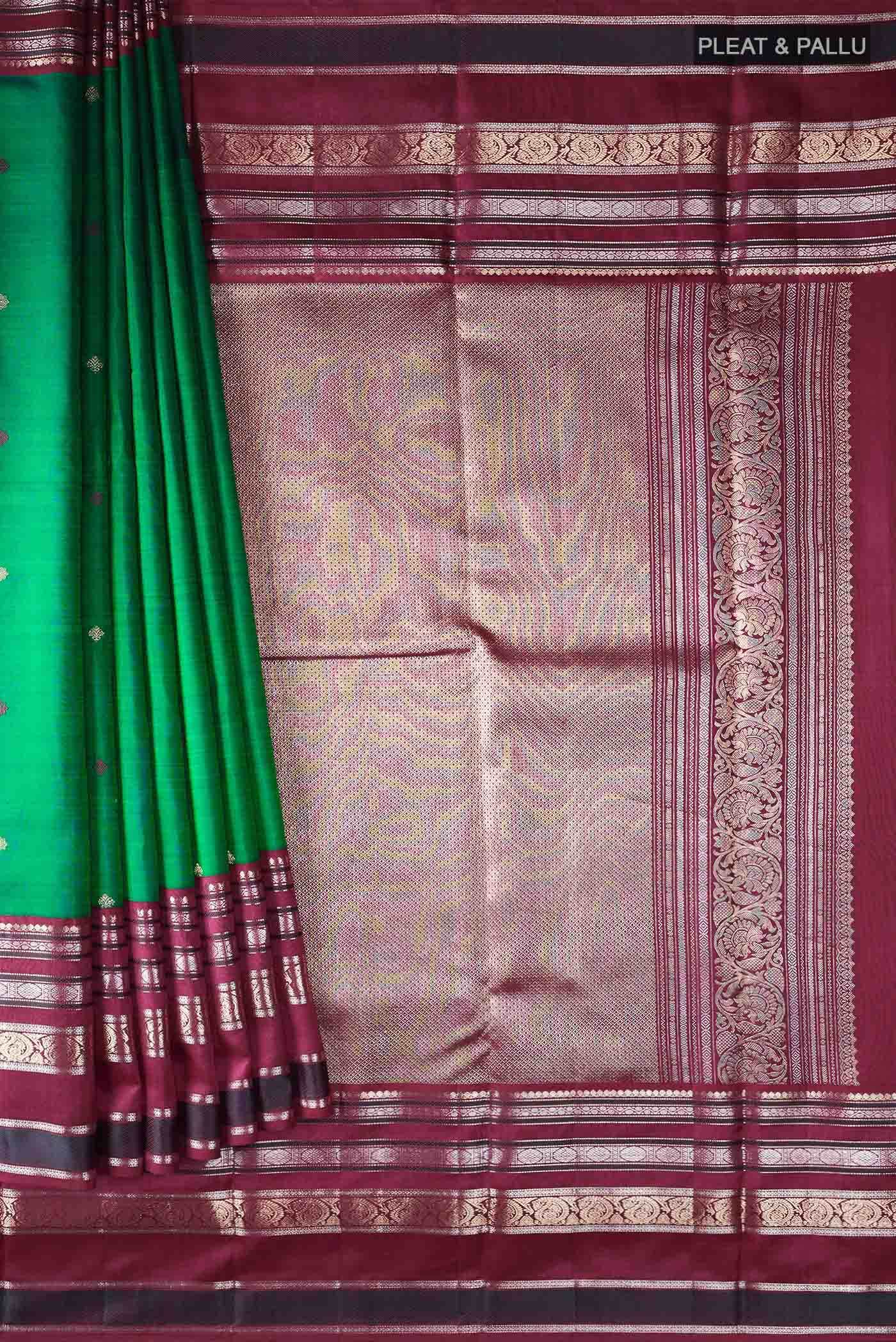 Bottle Green Kanchipuram Silk Saree