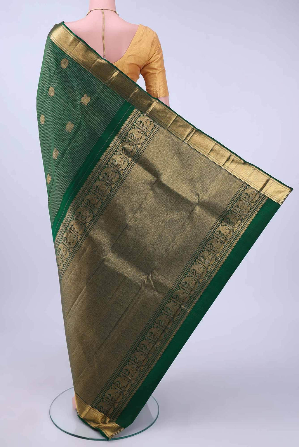 Bottle Green Kanchipuram Silk Saree