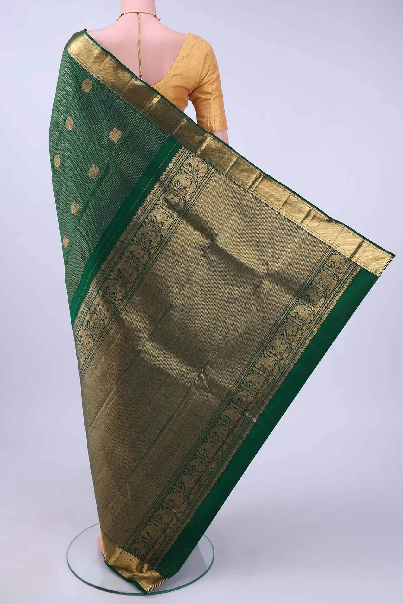 Bottle Green Kanchipuram Silk Saree