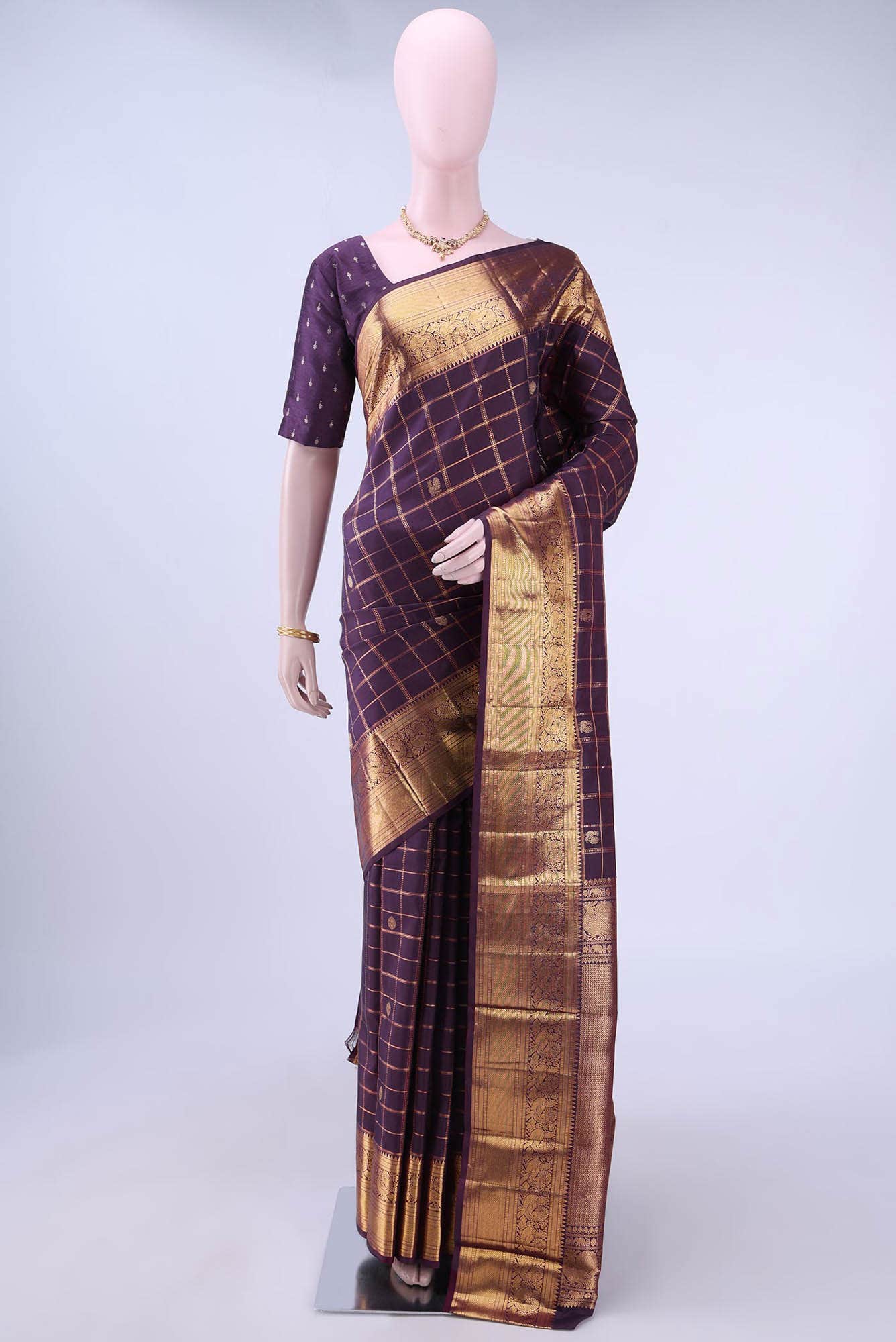 Burgundy Kanchipuram Silk Saree