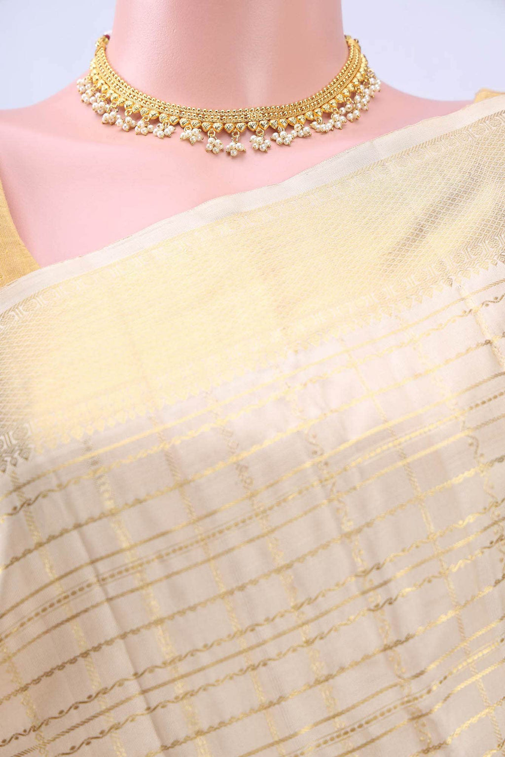 Cream Kanchipuram Silk Saree