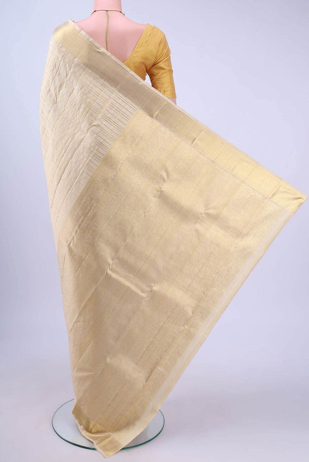 Cream Kanchipuram Silk Saree