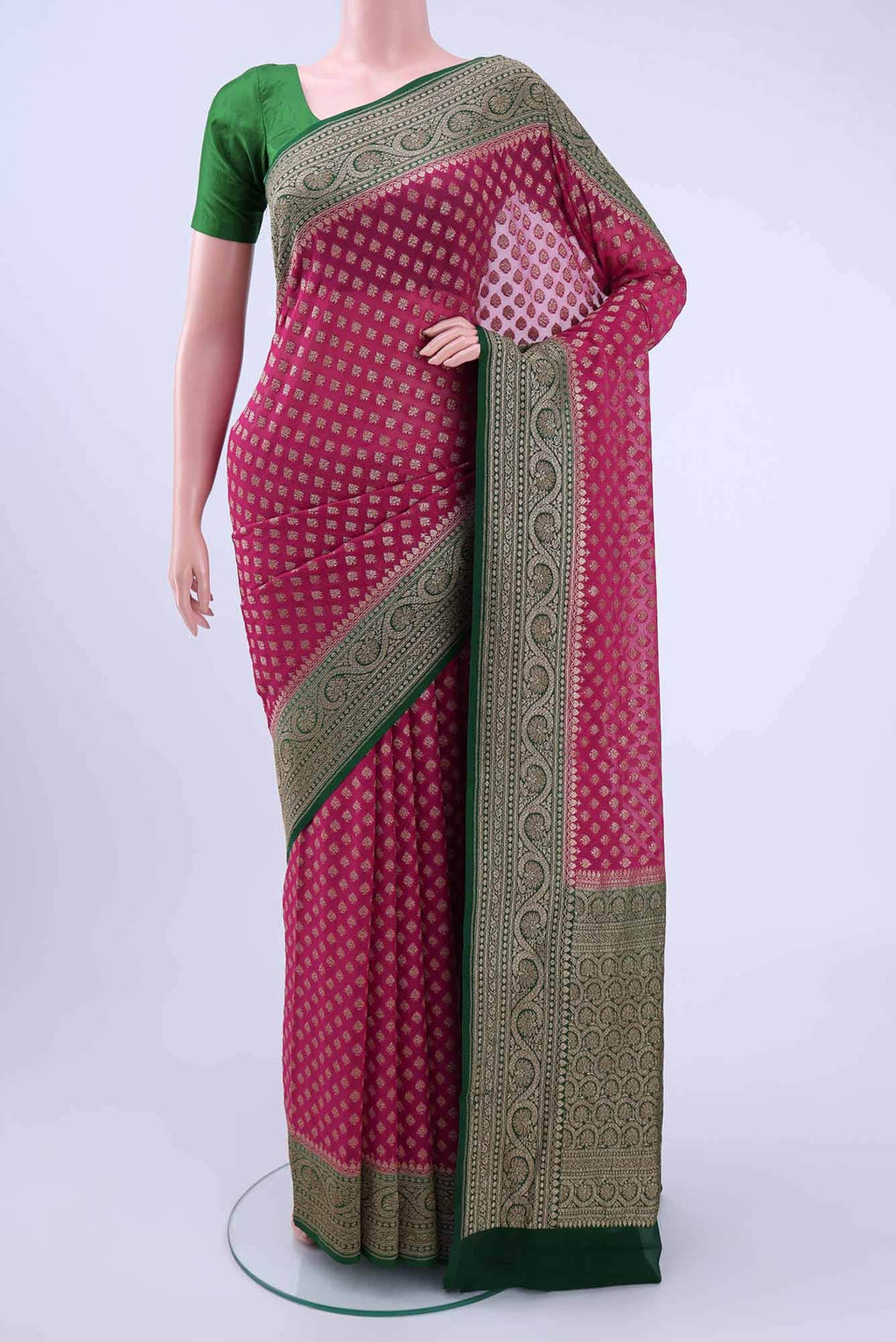 Pink Banarasi Georgette Saree