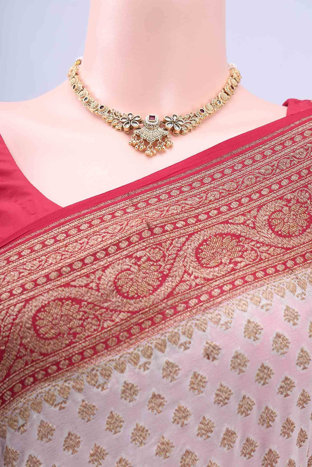 Off White Banarasi Georgette Saree