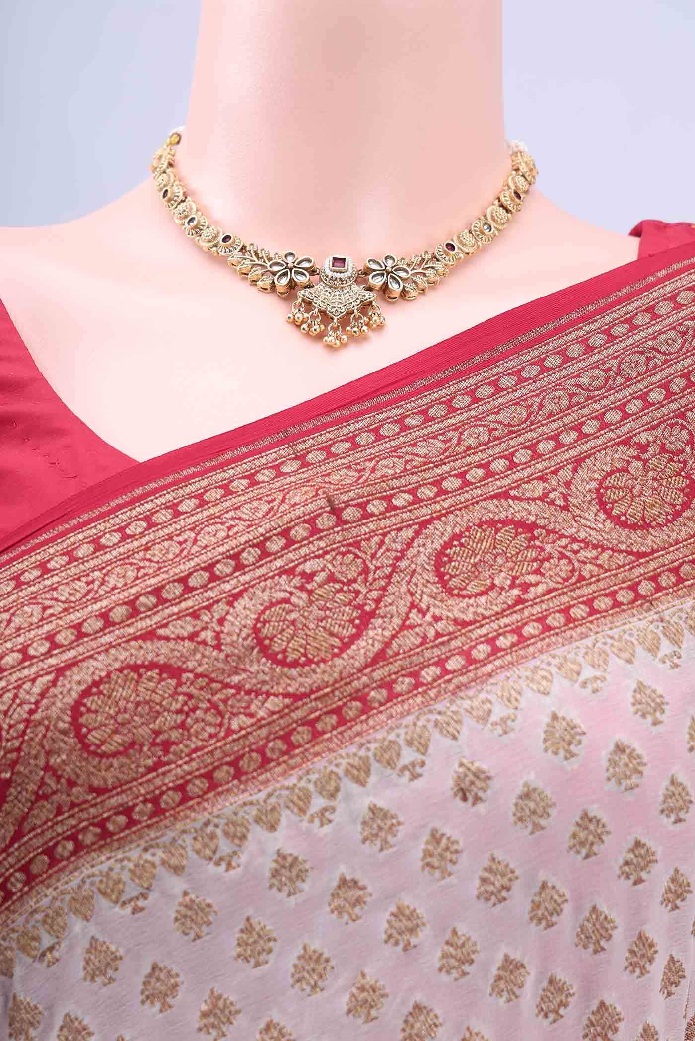 Off White Banarasi Georgette Saree