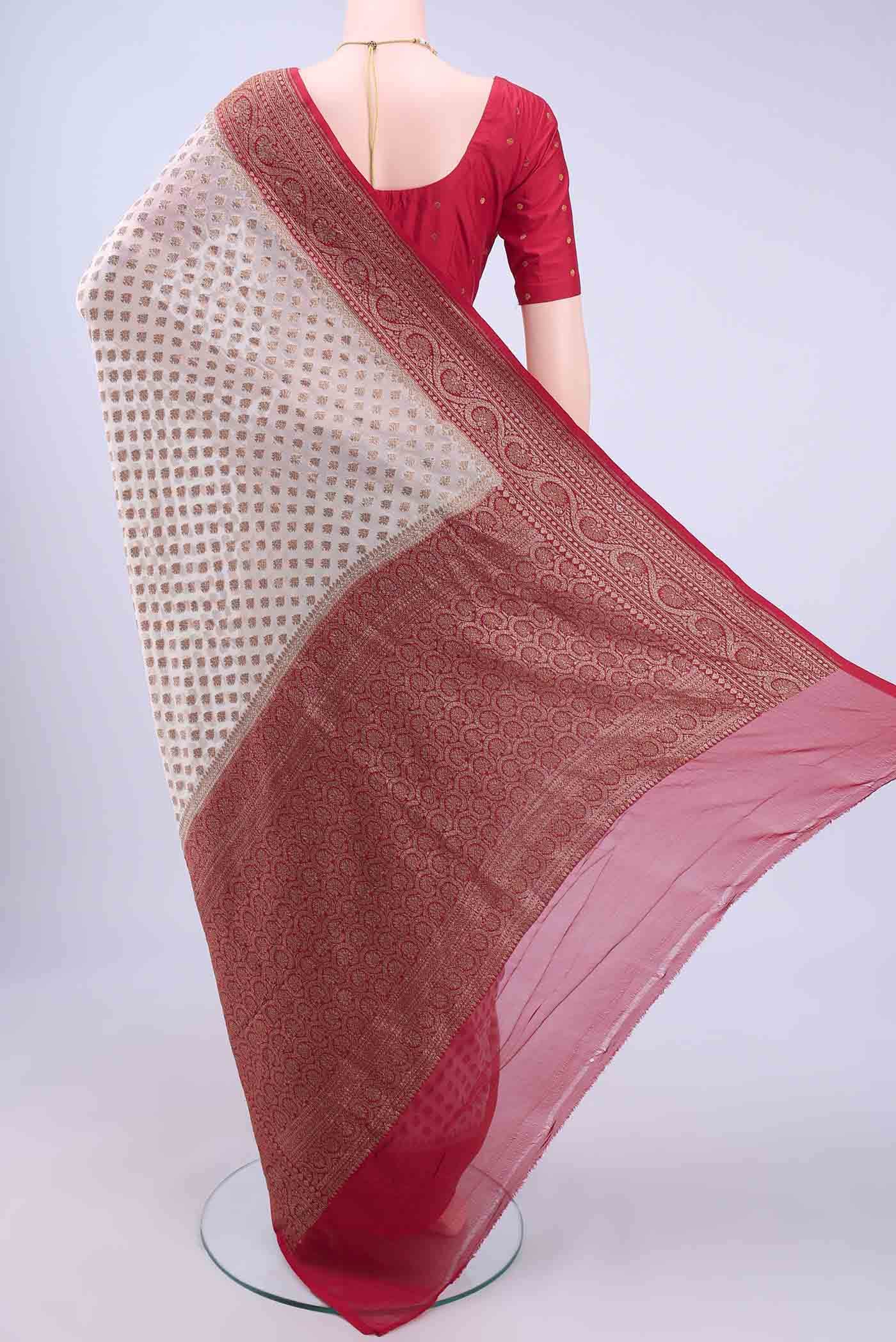 Off White Banarasi Georgette Saree