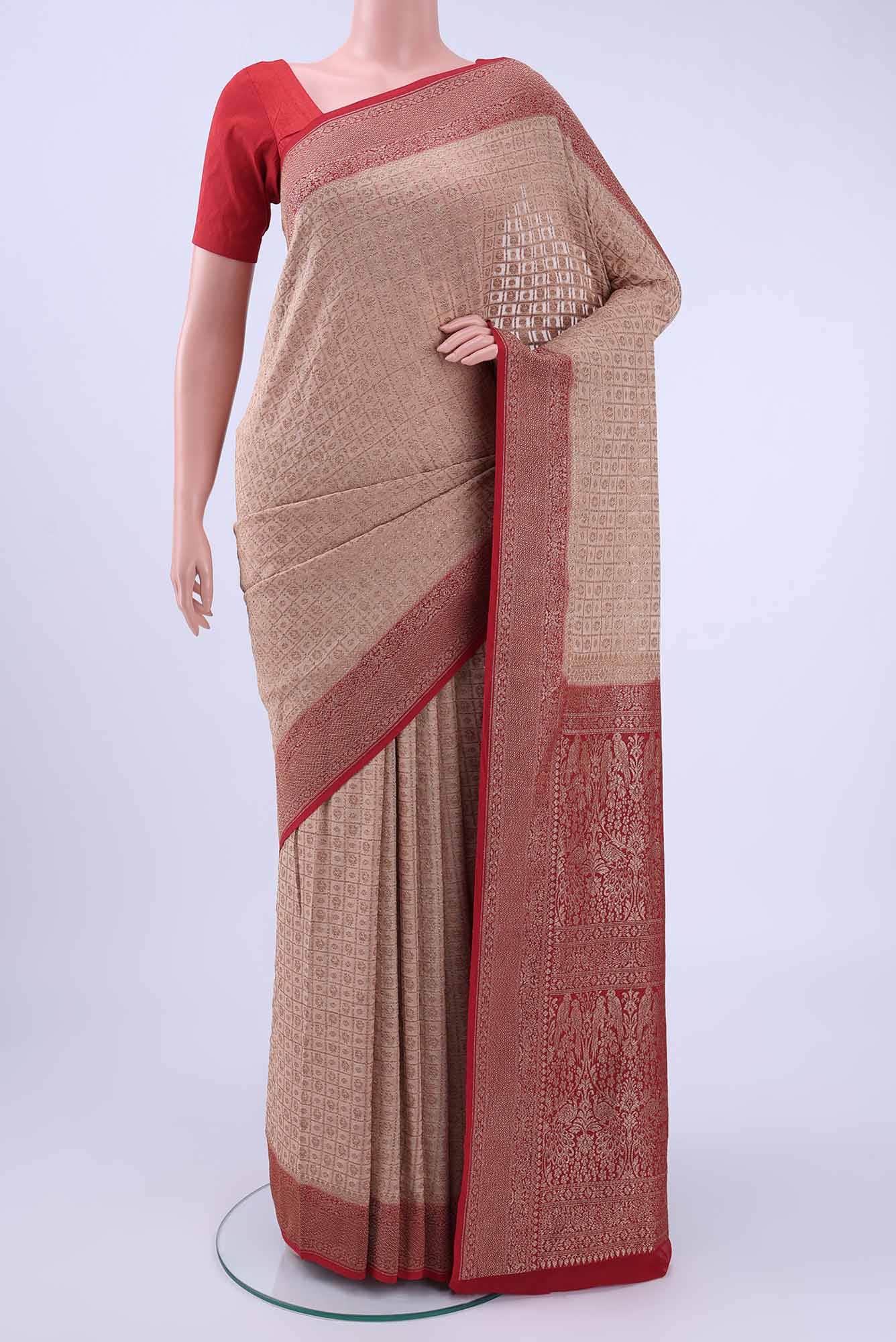 Beige Banarasi Georgette Saree