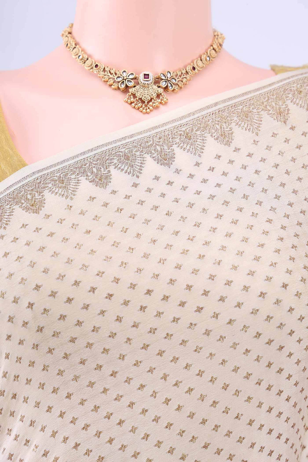 Off White Banarasi Georgette Saree