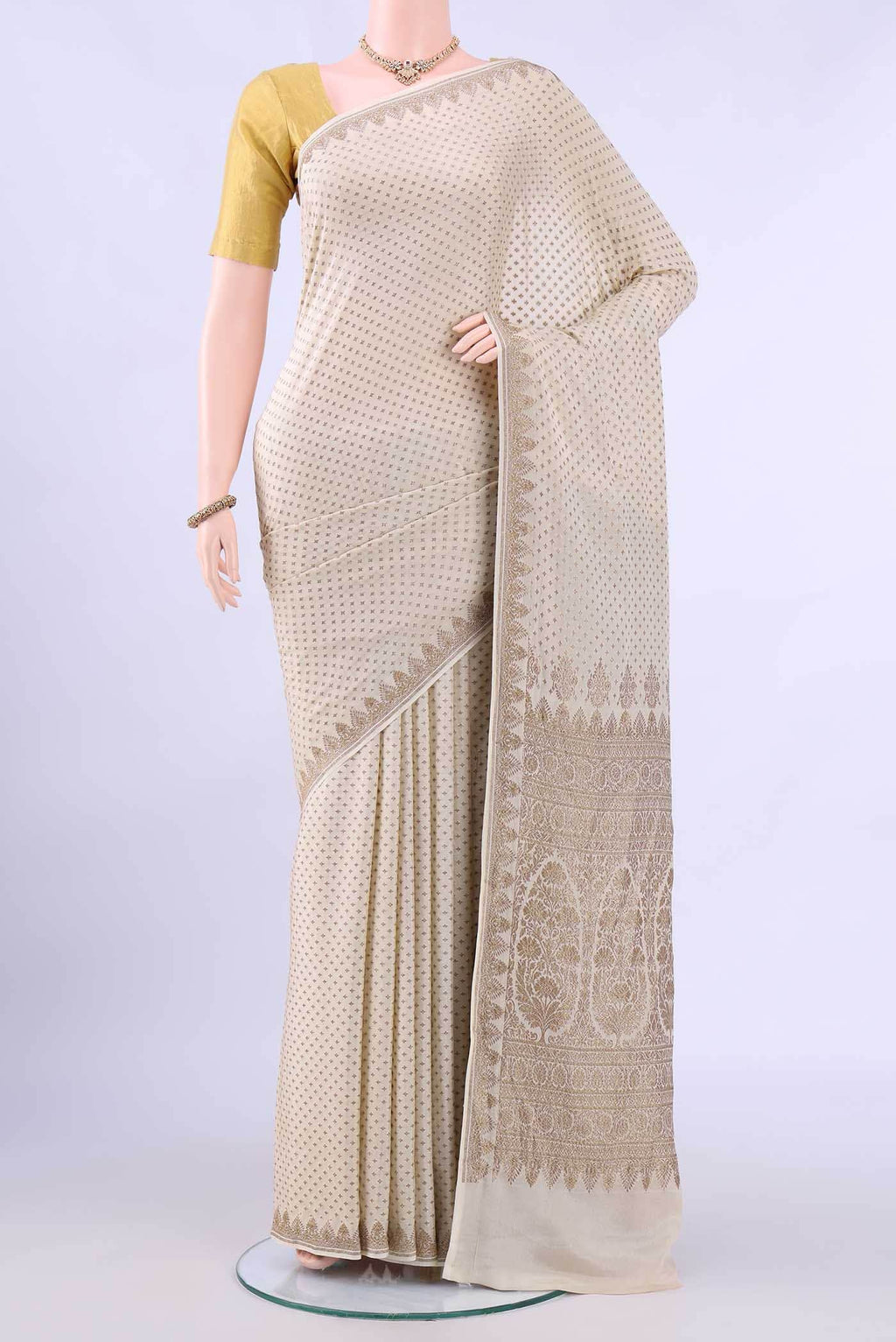 Off White Banarasi Georgette Saree