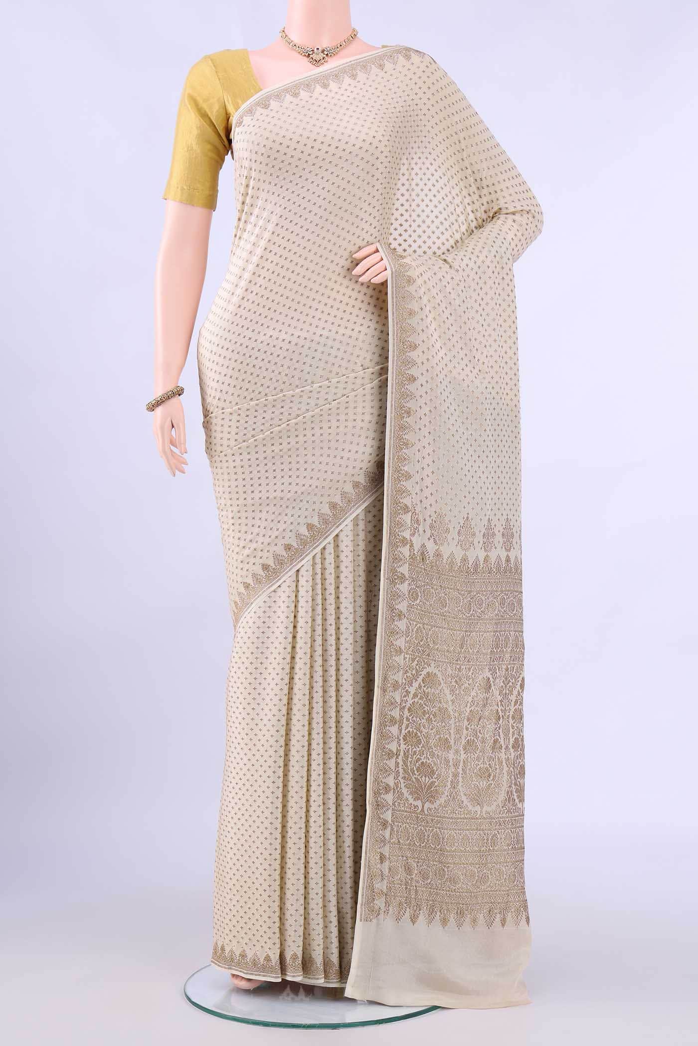 Off White Banarasi Georgette Saree