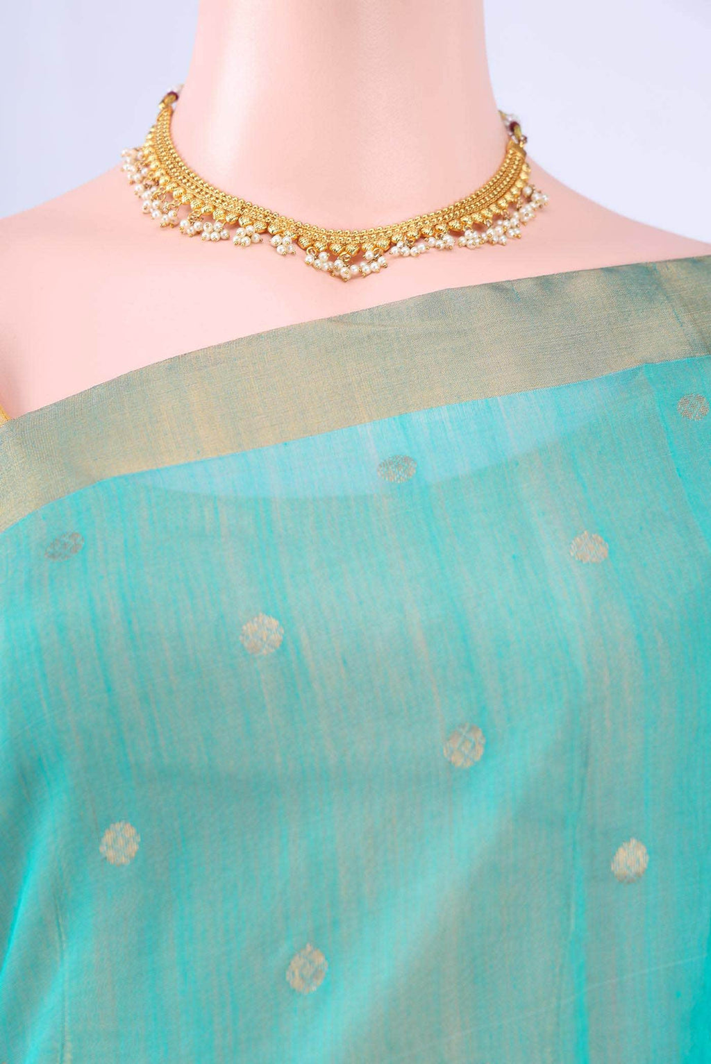 Turquoise Chanderi Silk Saree