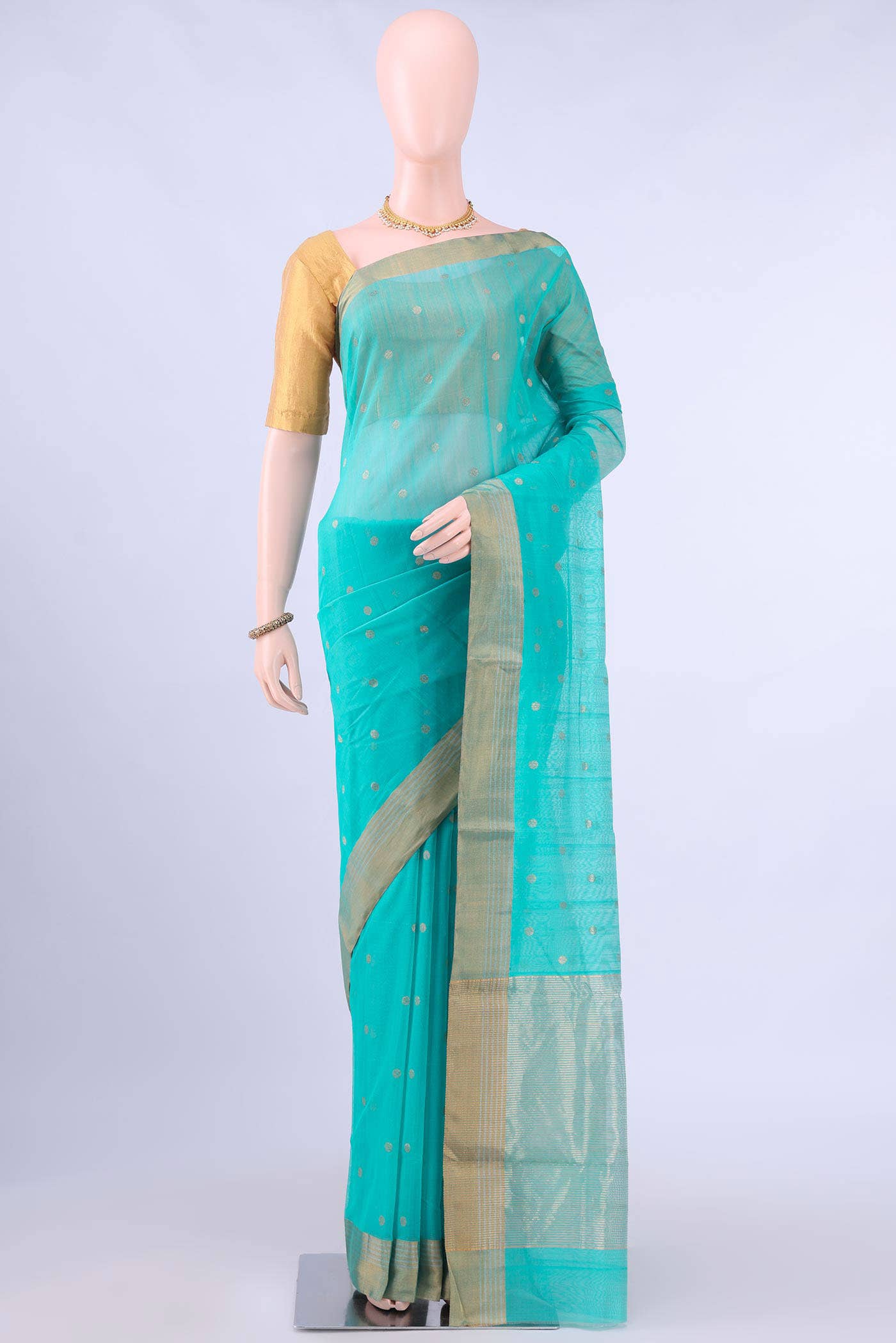 Turquoise Chanderi Silk Saree
