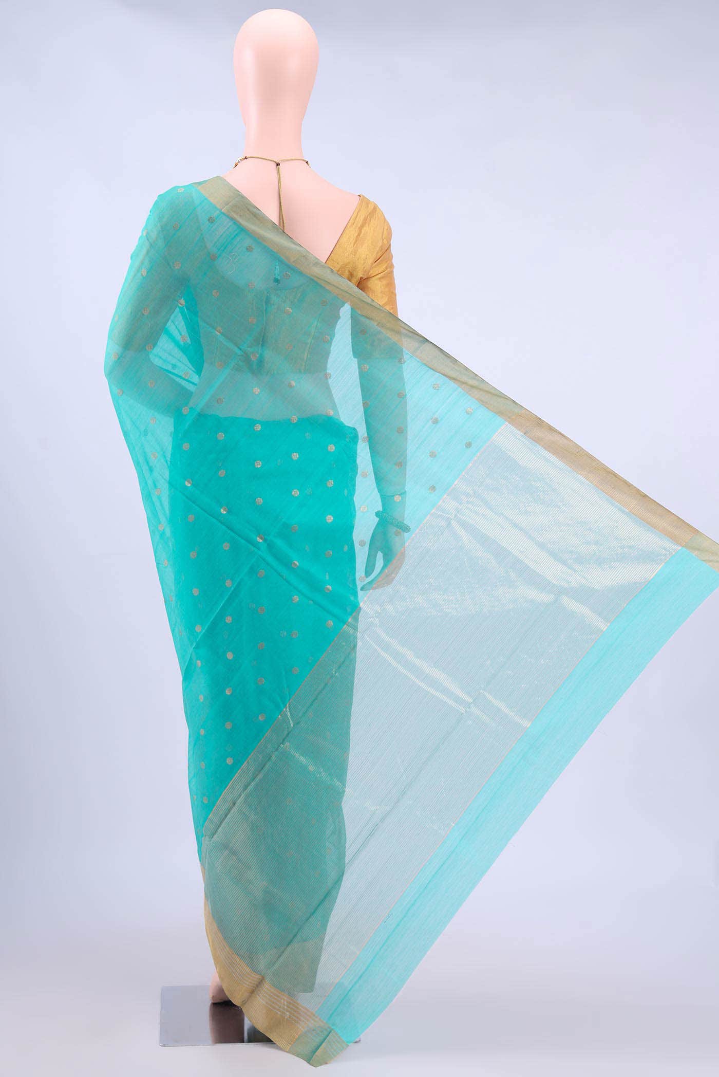 Turquoise Chanderi Silk Saree